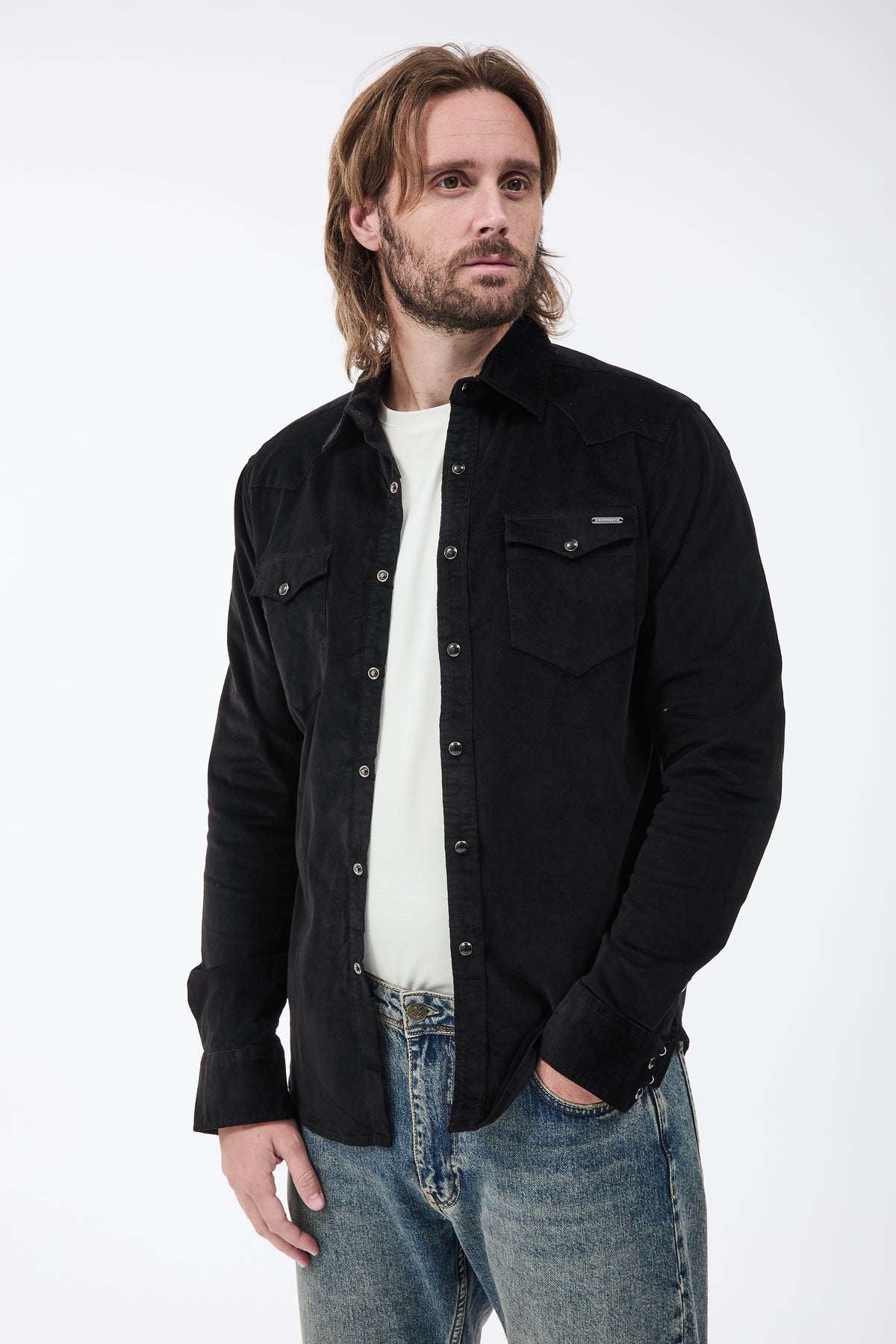 Camicia Gianni Lupo Velluto Nera 7800