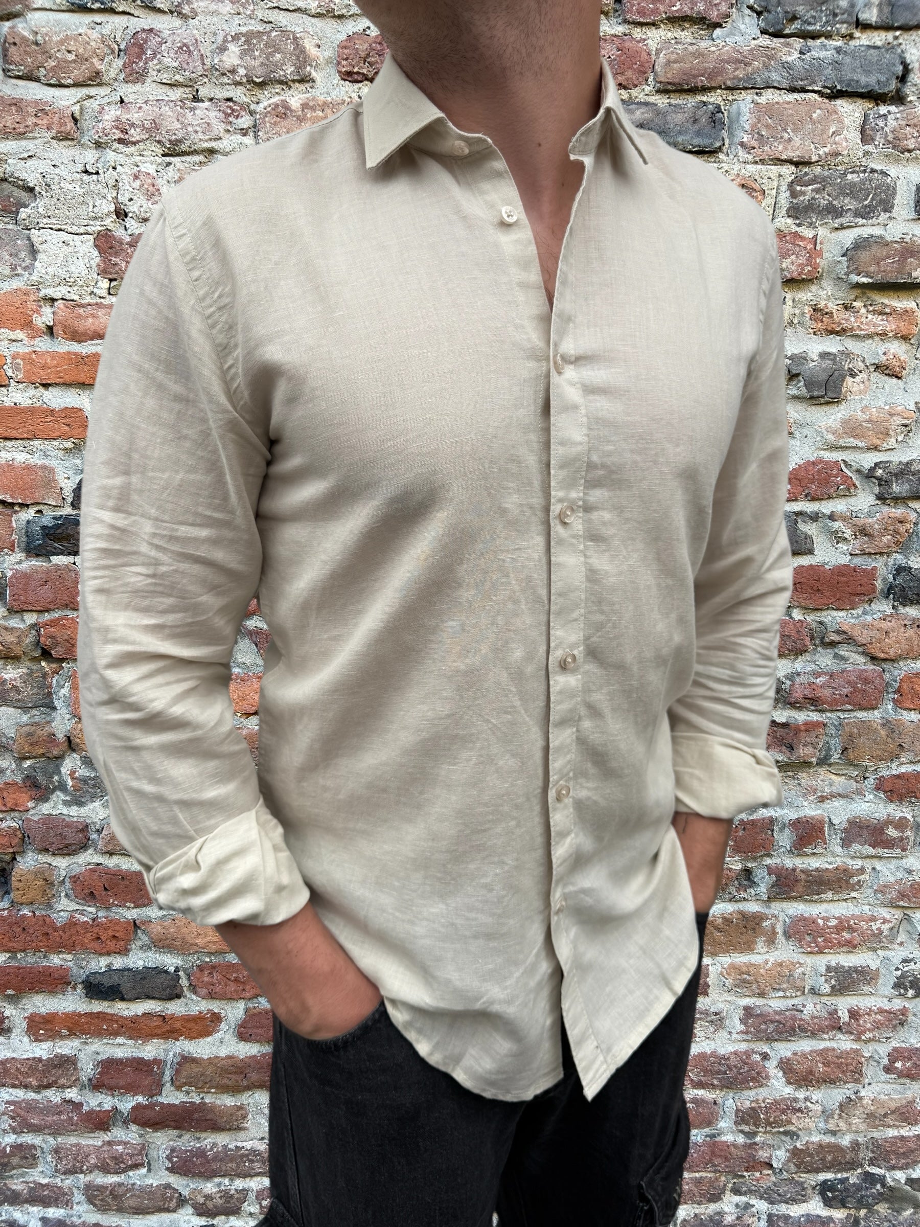 Camicia Over-d Lino Greige C27 (12064311640404)