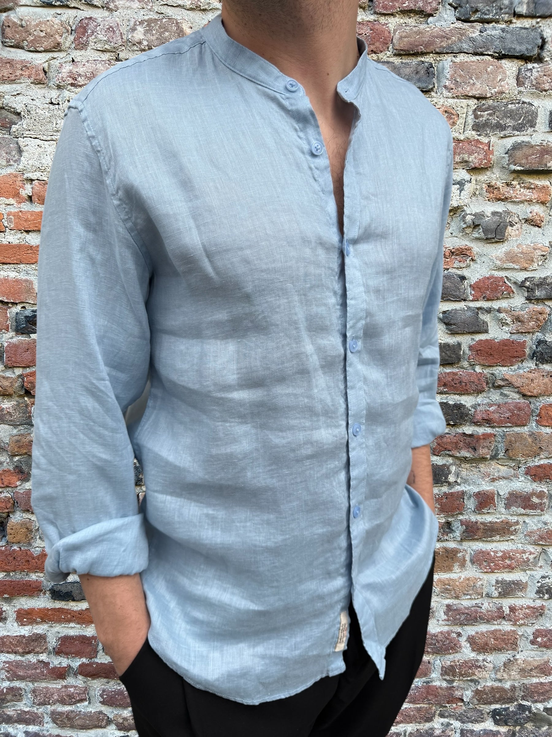 Camicia Gianni Lupo Lino Coreana Cielo 7620 (11945565552980)