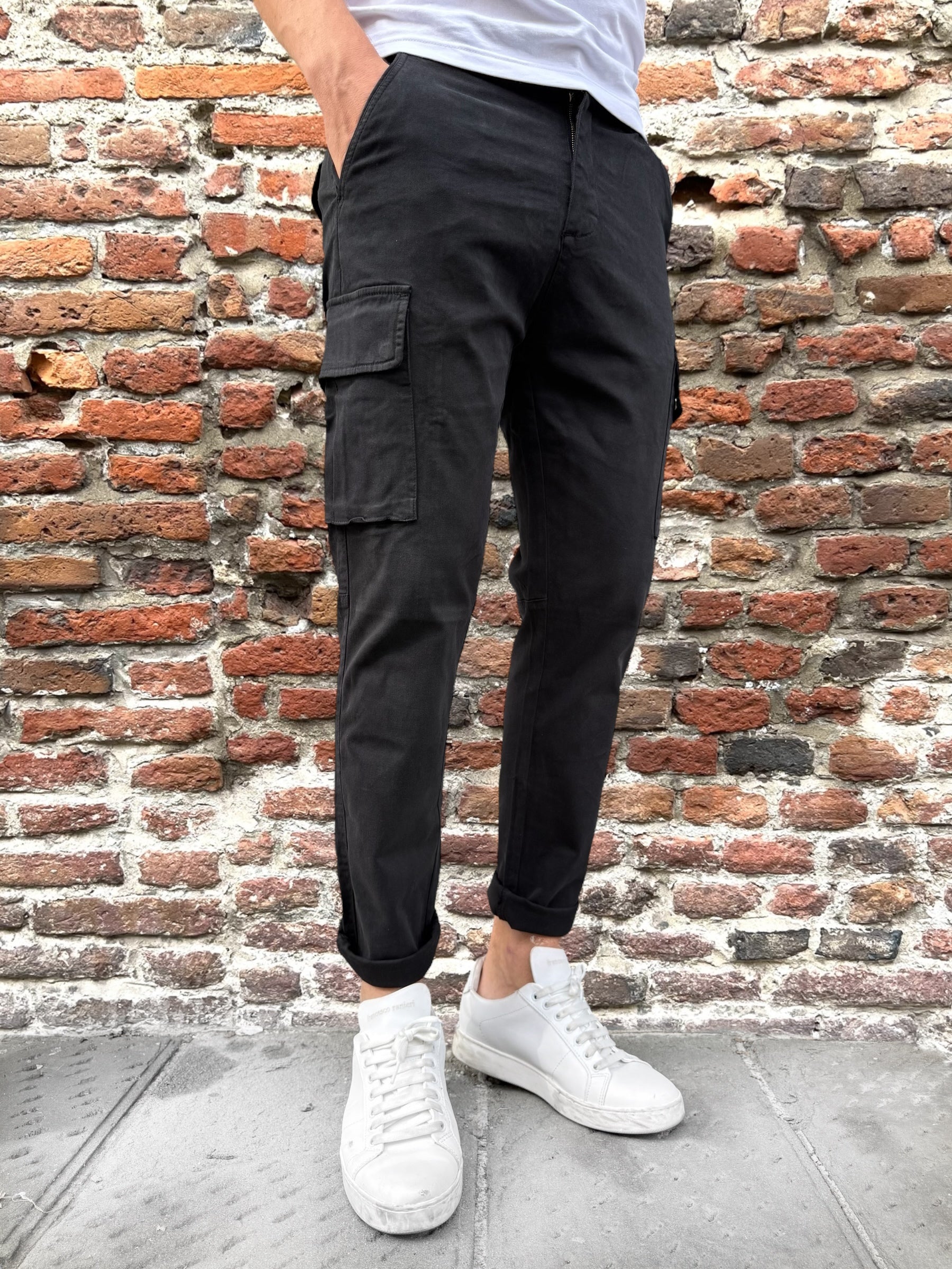 Pantalone Gianni Lupo Cargo Nero 326 (12247710237012)