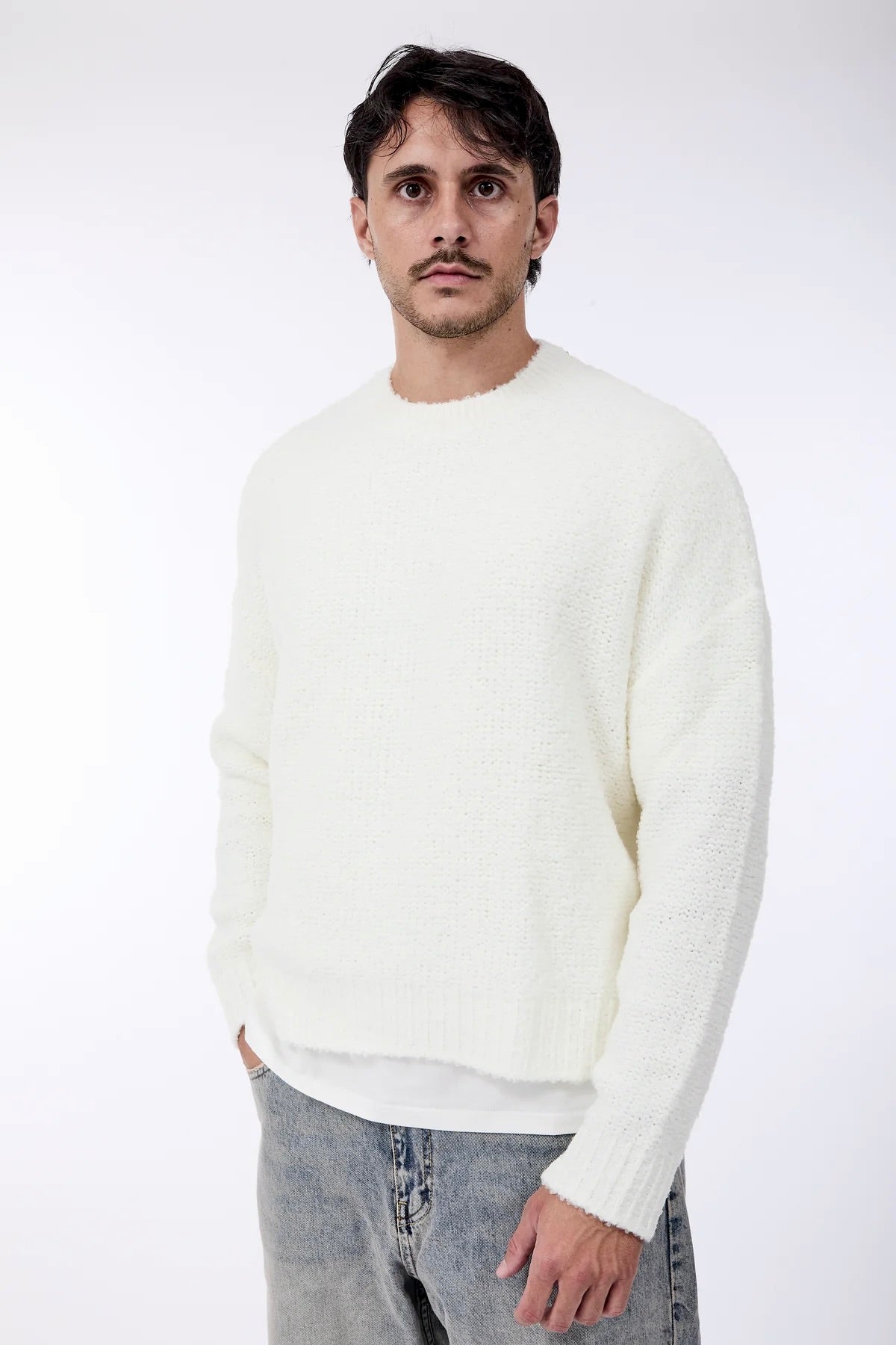 Maglione Over-d Bouclé Cropped Panna M65
