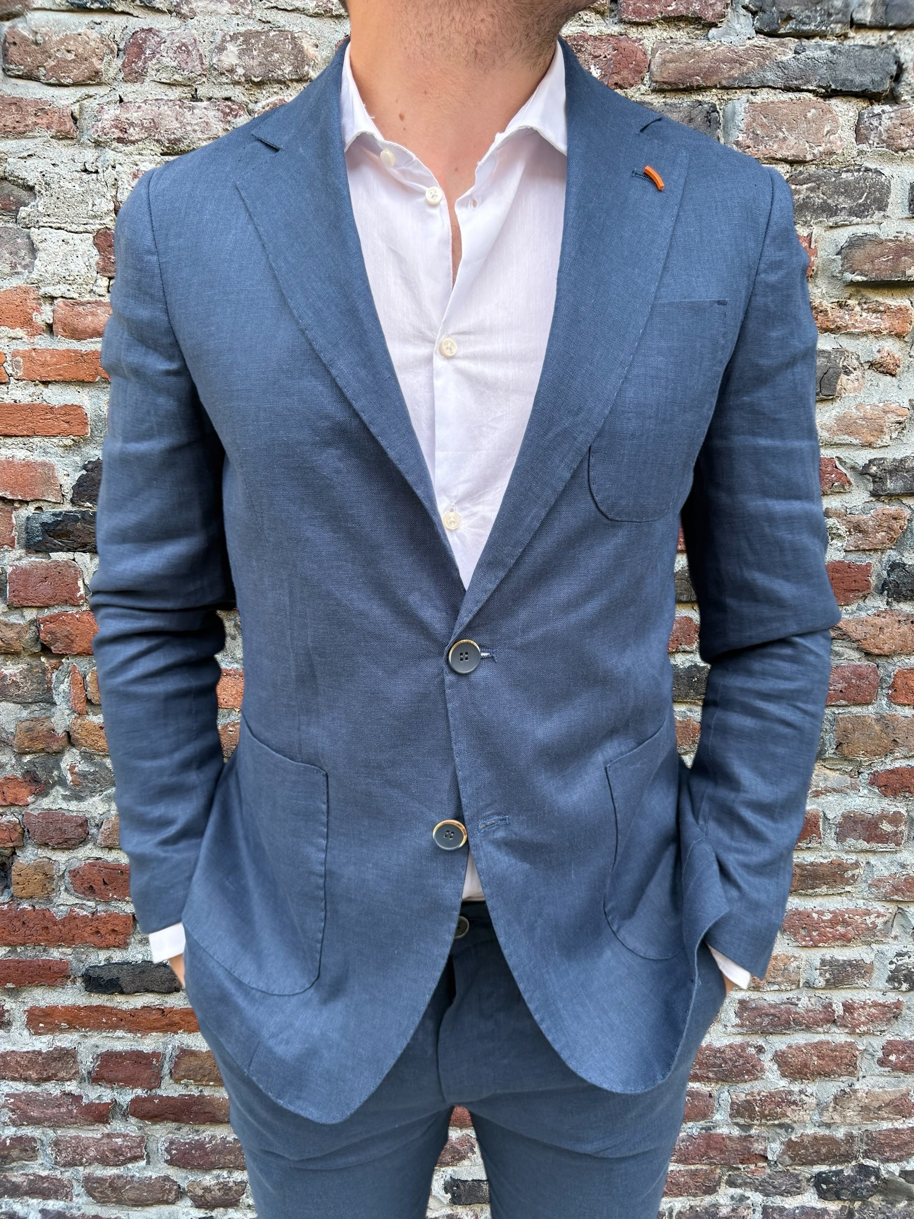 Giacca Over-D Lino Blu G11 (11988904575316)