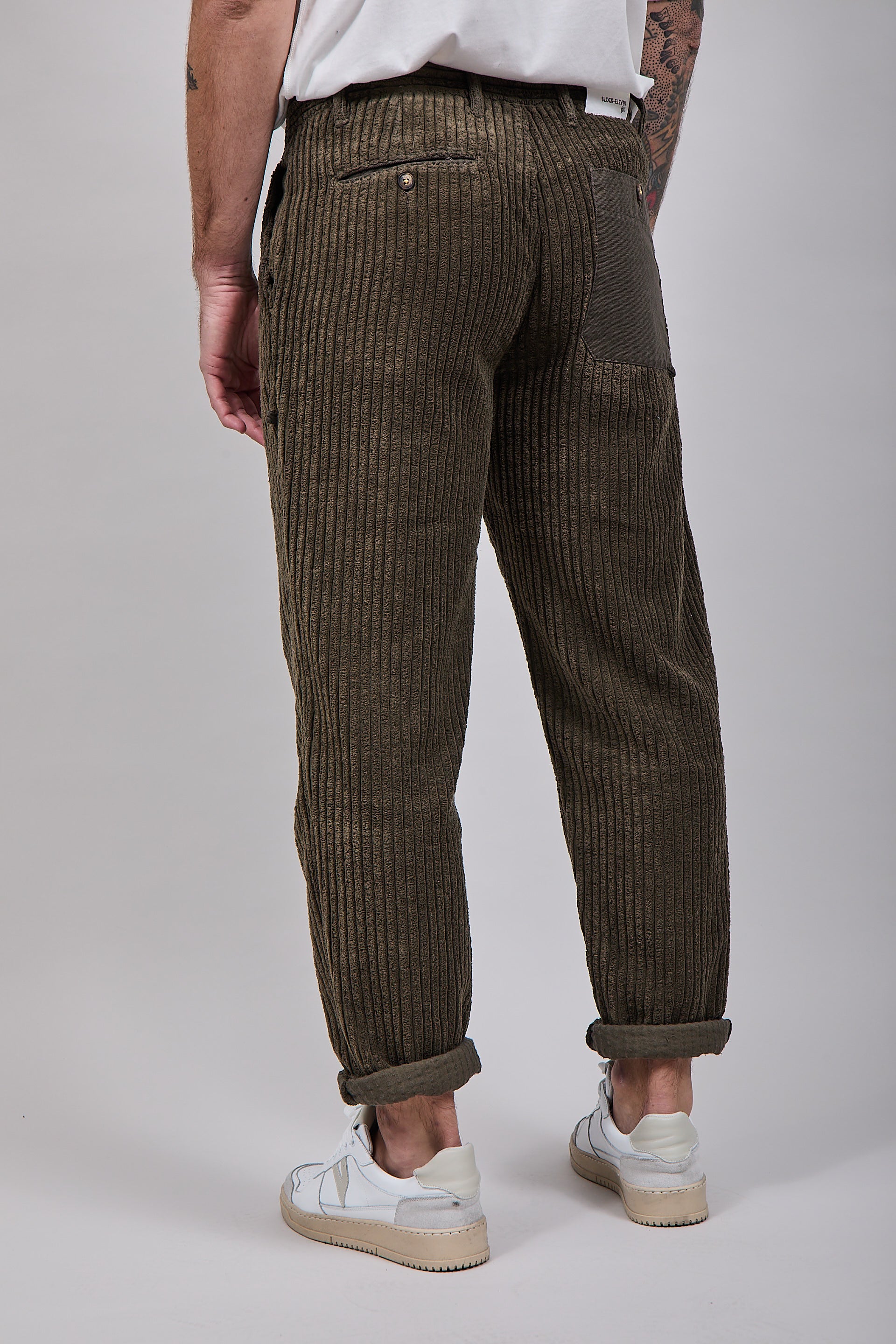 Pantalone Block Eleven Velluto Canvas Verde Oliva