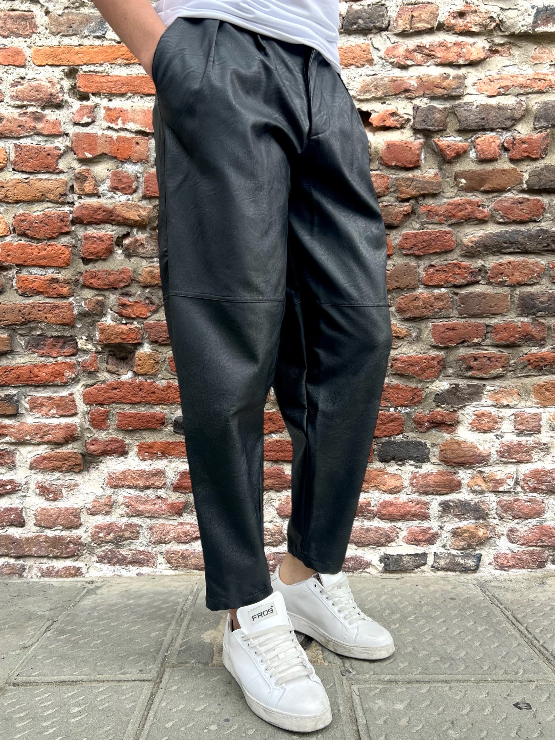 Pantalone Why Not Brand Pelle Nero (8628223836500)