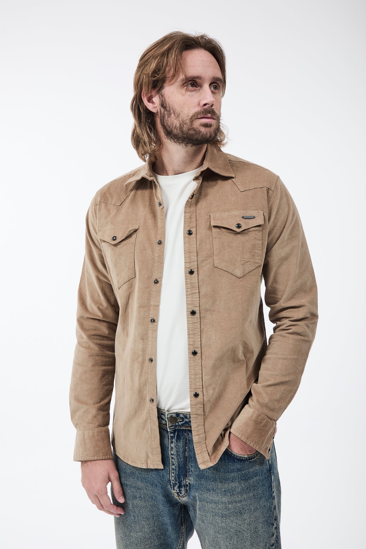 Camicia Gianni Lupo Velluto Cammello 7800
