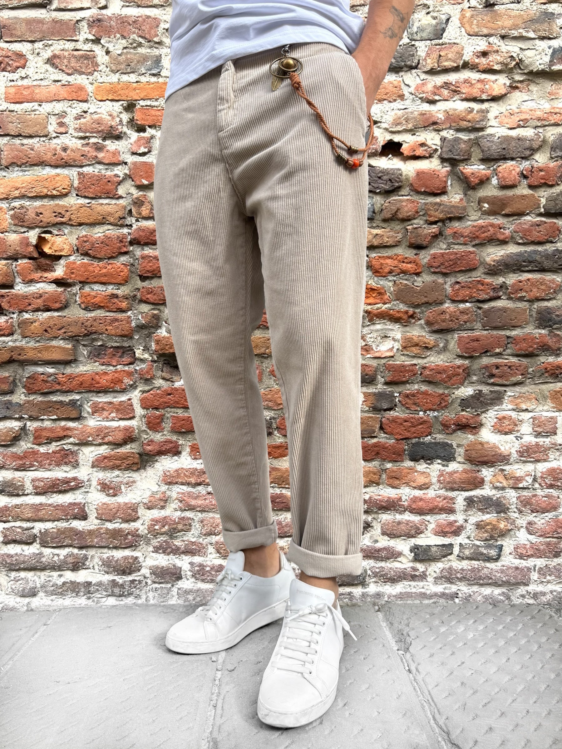 Pantalone Over-D Velluto Tapered Beige P57 (12267068162388)
