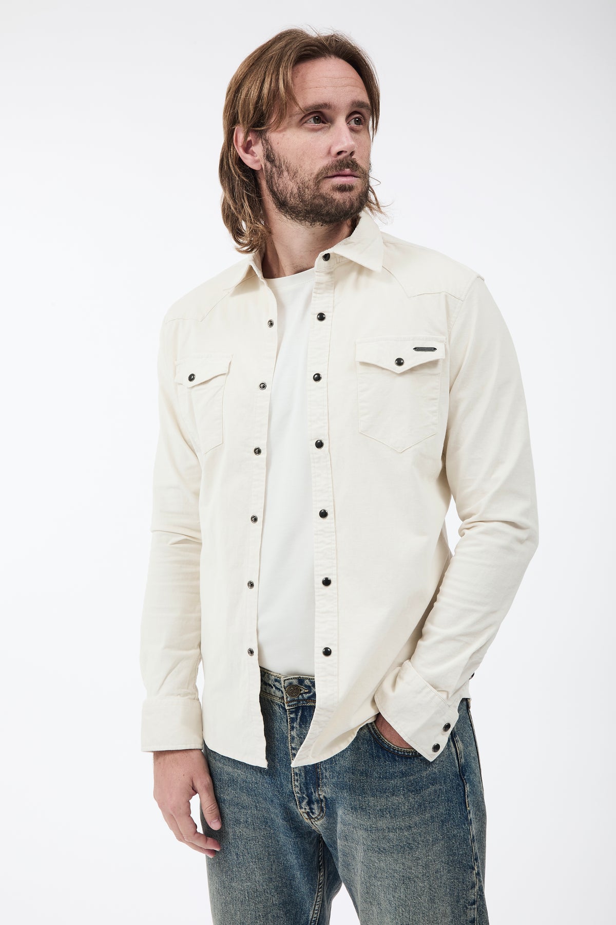 Camicia Gianni Lupo Velluto Bianca 7800