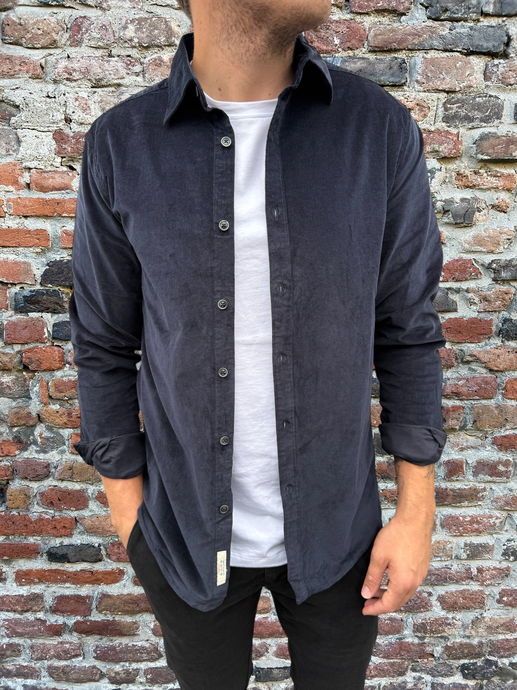 Camicia Gianni Lupo Velluto 8007 Navy (12242122506580)