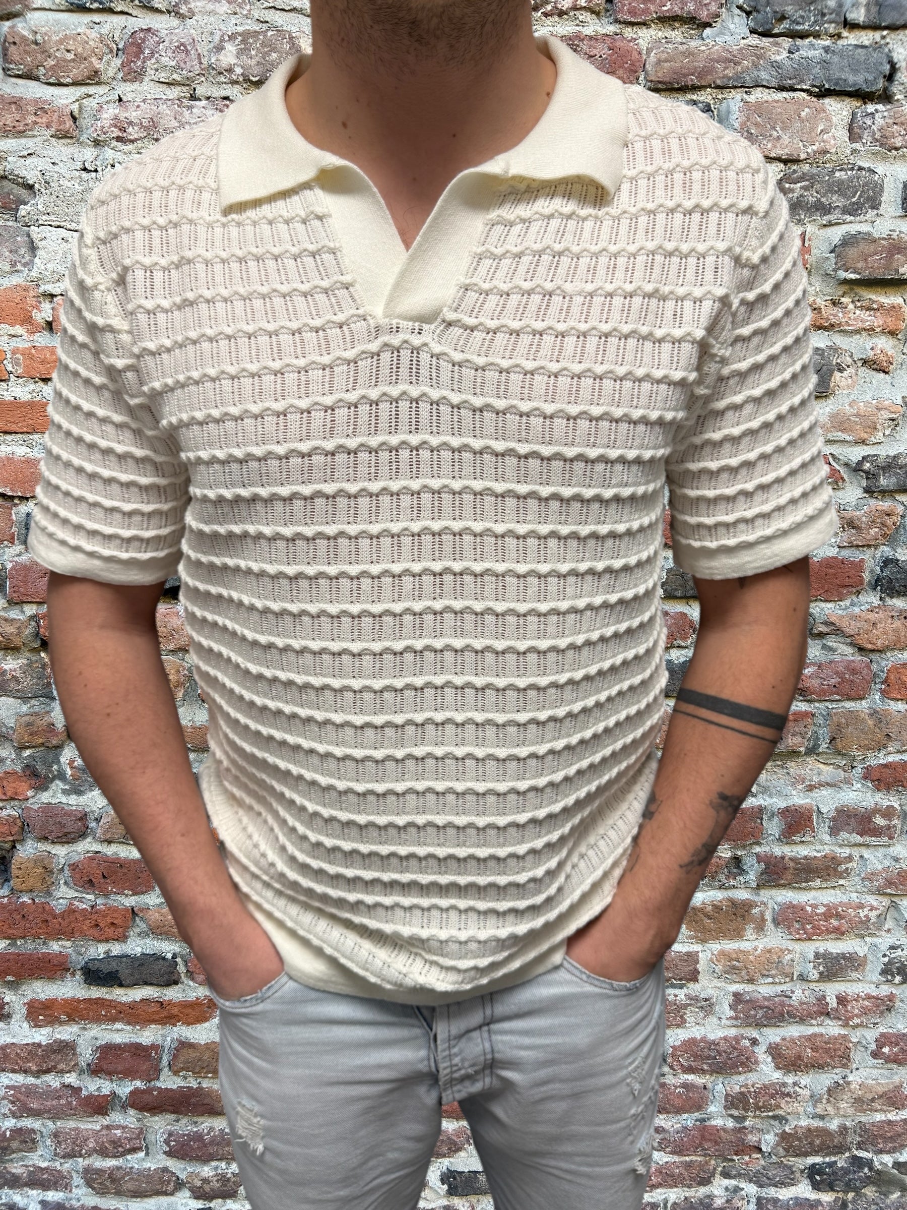 Polo Imperial Trapuntata Scollo V Panna (11937534476628)