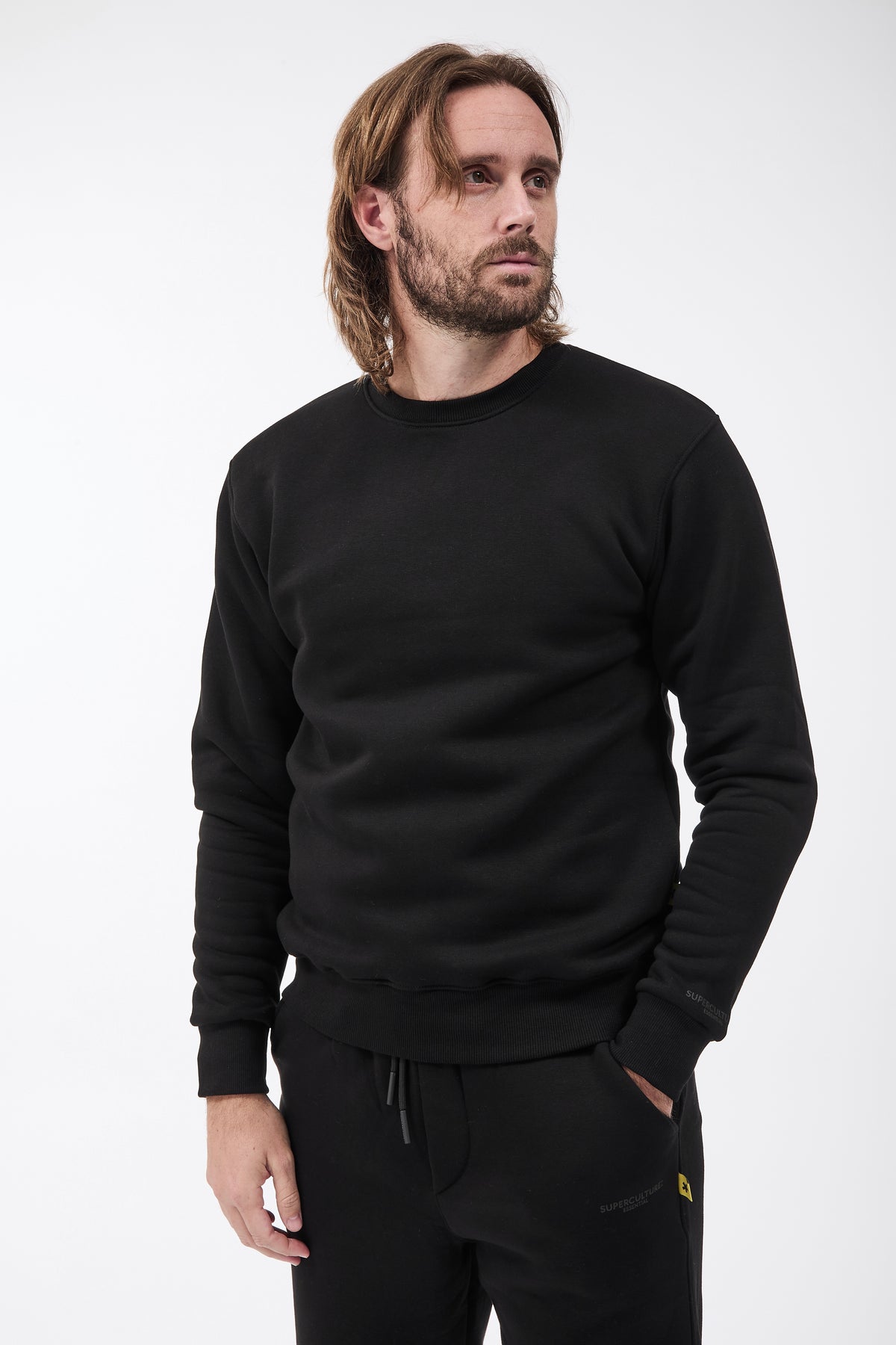 Felpa Superculture Girocollo Teddy Nera