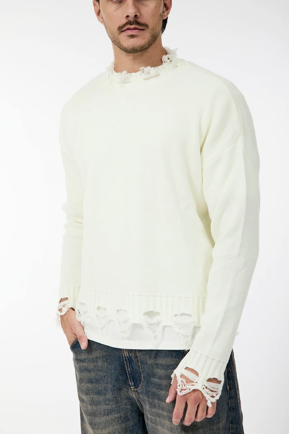 Maglione Imperial Strappi Panna