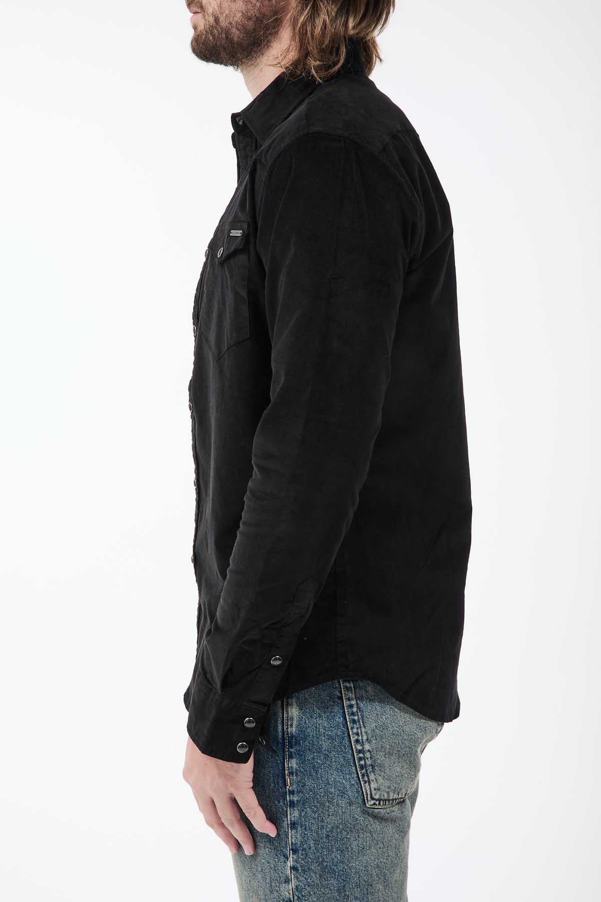 Camicia Gianni Lupo Velluto Nera 7800
