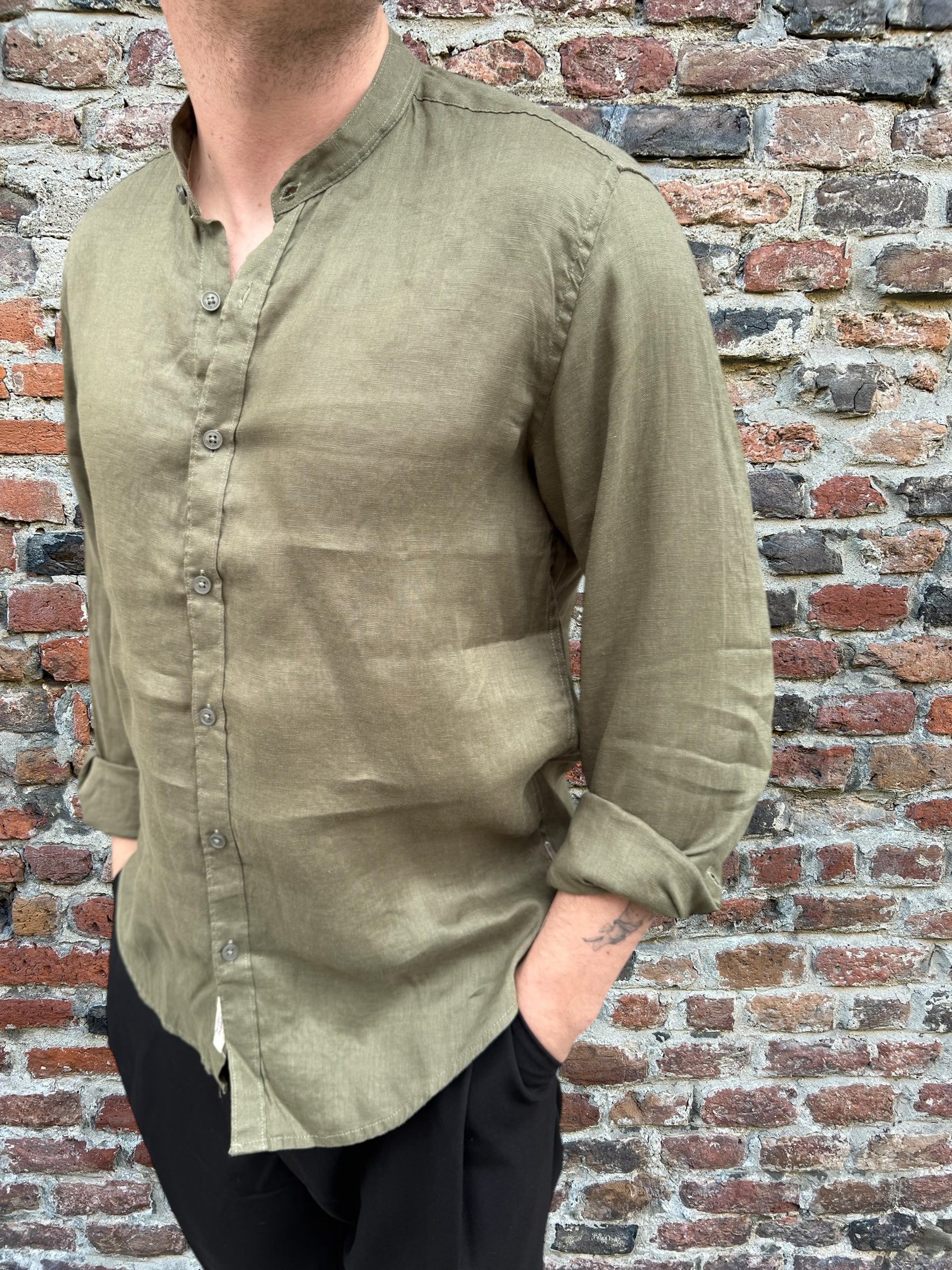 Camicia Gianni Lupo Lino Coreana Militare 7620 (11945565290836)