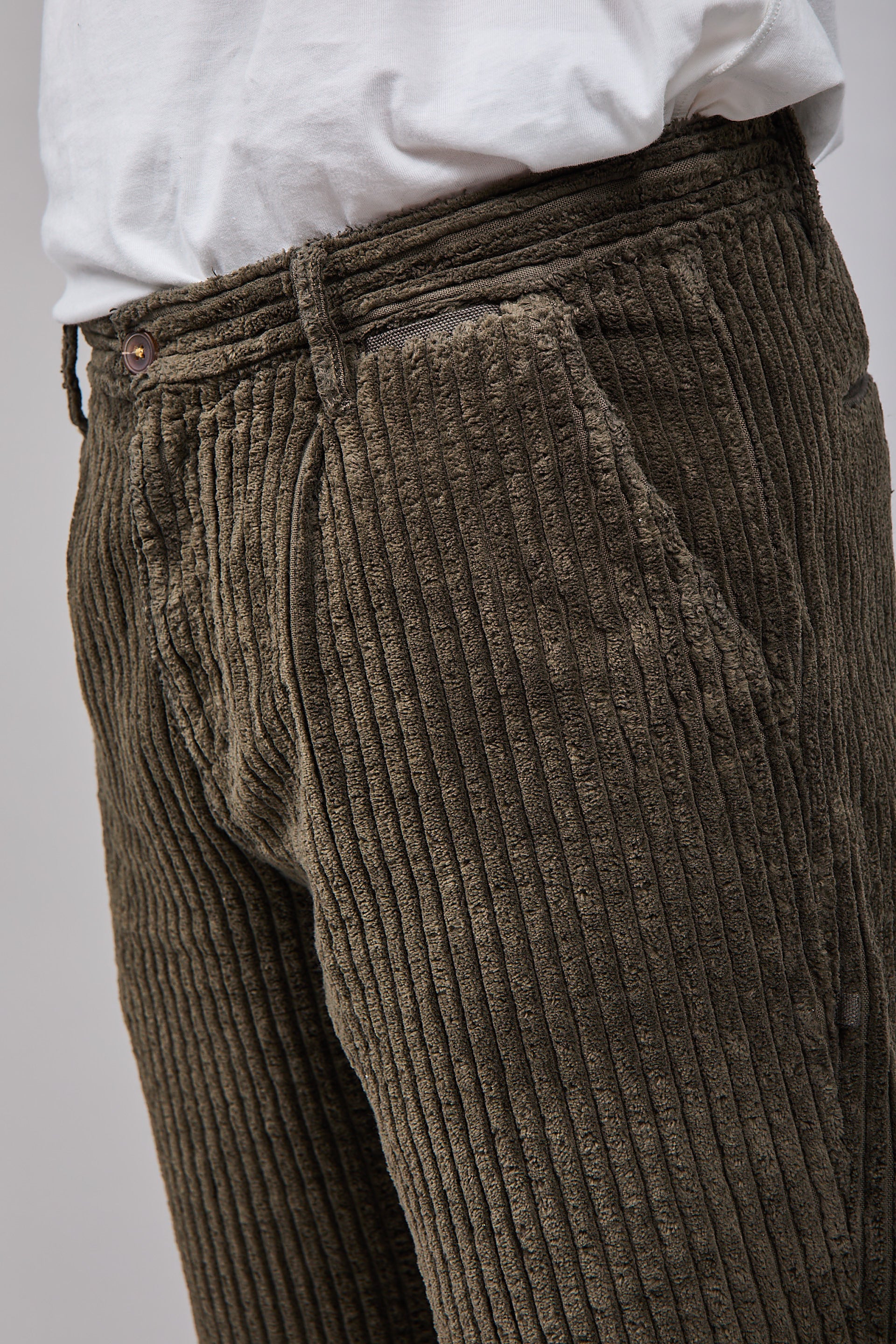 Pantalone Block Eleven Velluto Canvas Verde Oliva