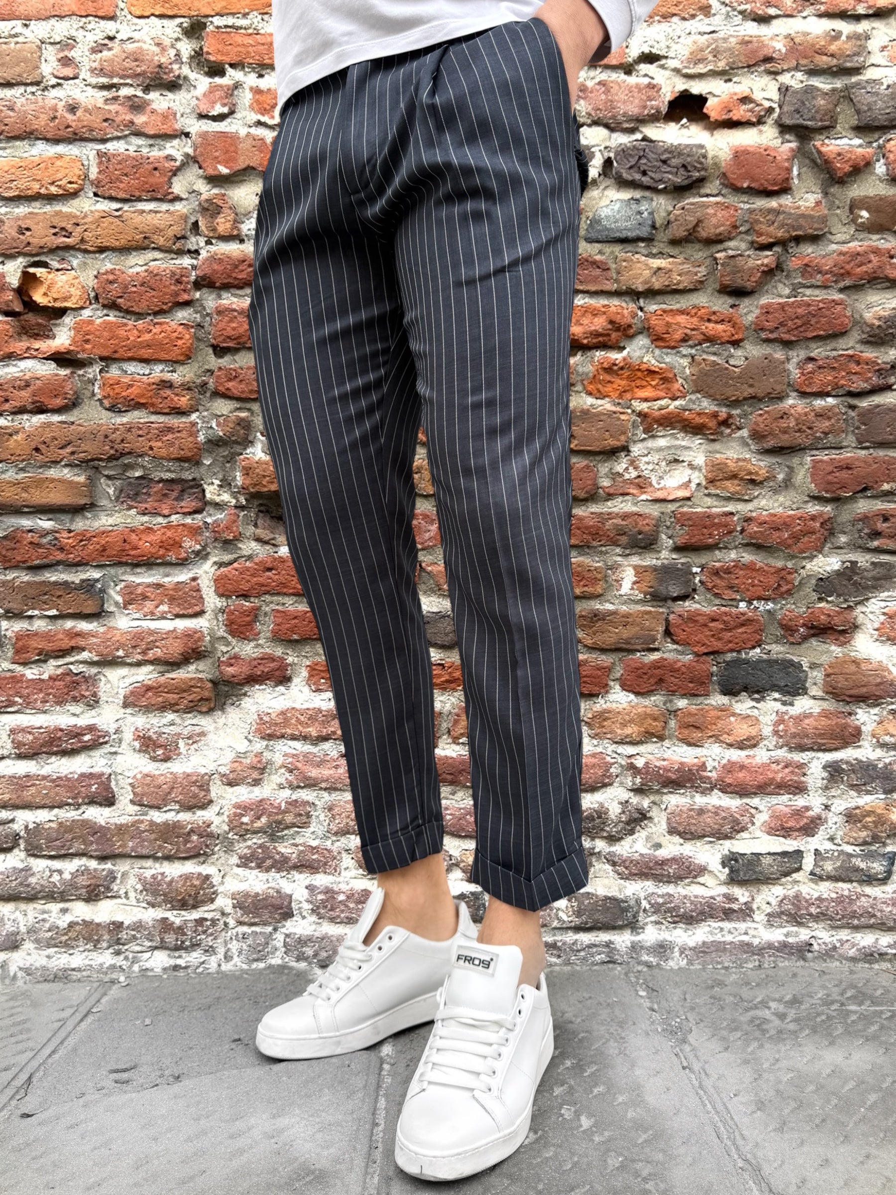 Pantalone Over-D Gessato Blu P38 (11899234648404)