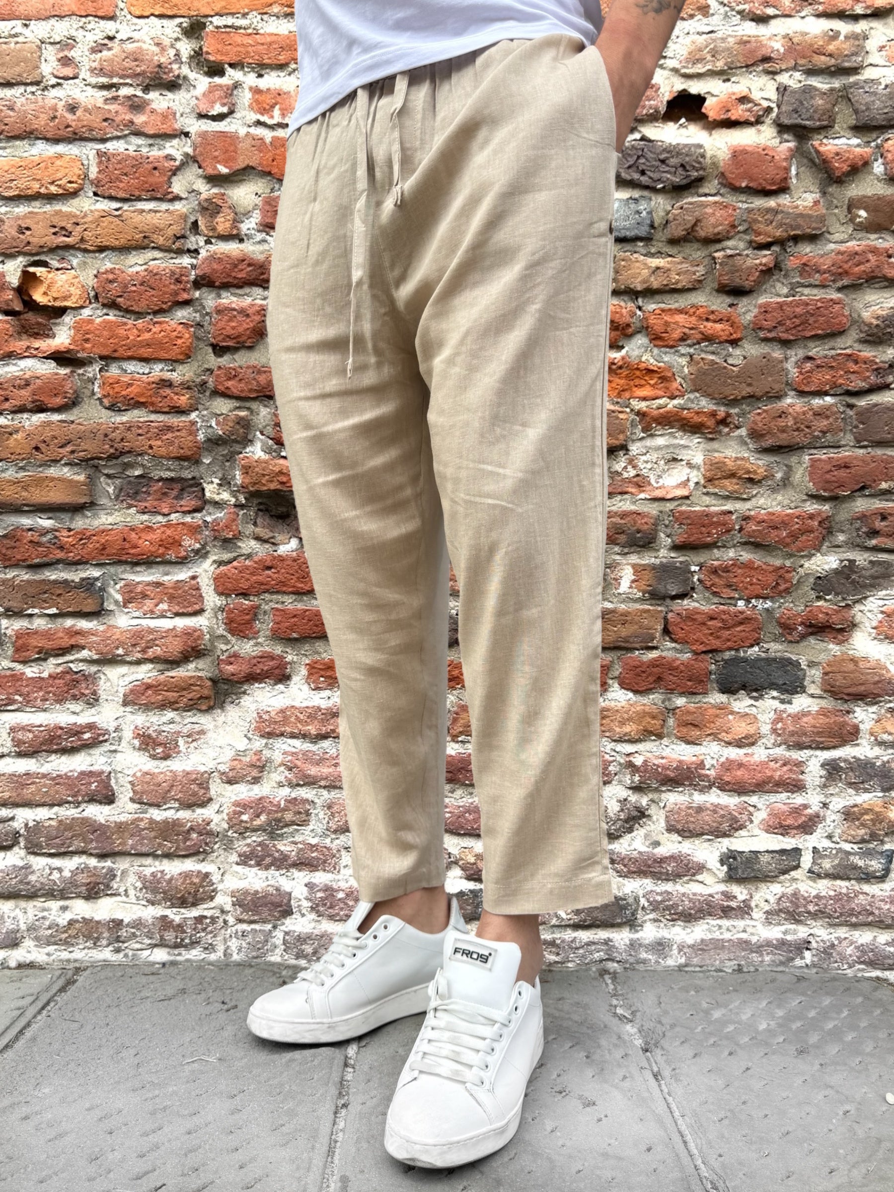 Pantalaccio Why Not Brand Shibuya Lino Beige PL62 (12147528270164)