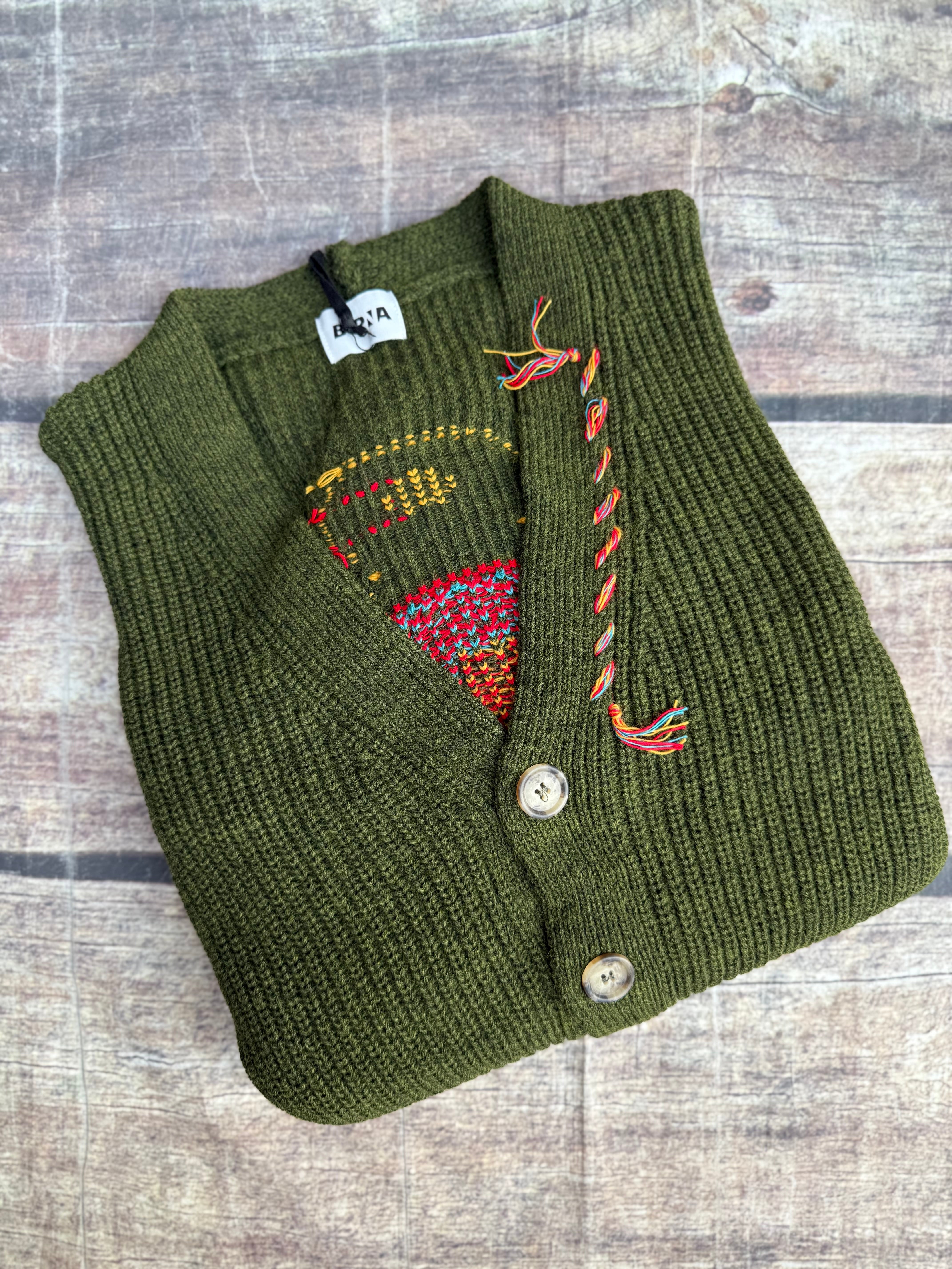 Cardigan Berna Over Jacquared Verde 014 (12220061811028)