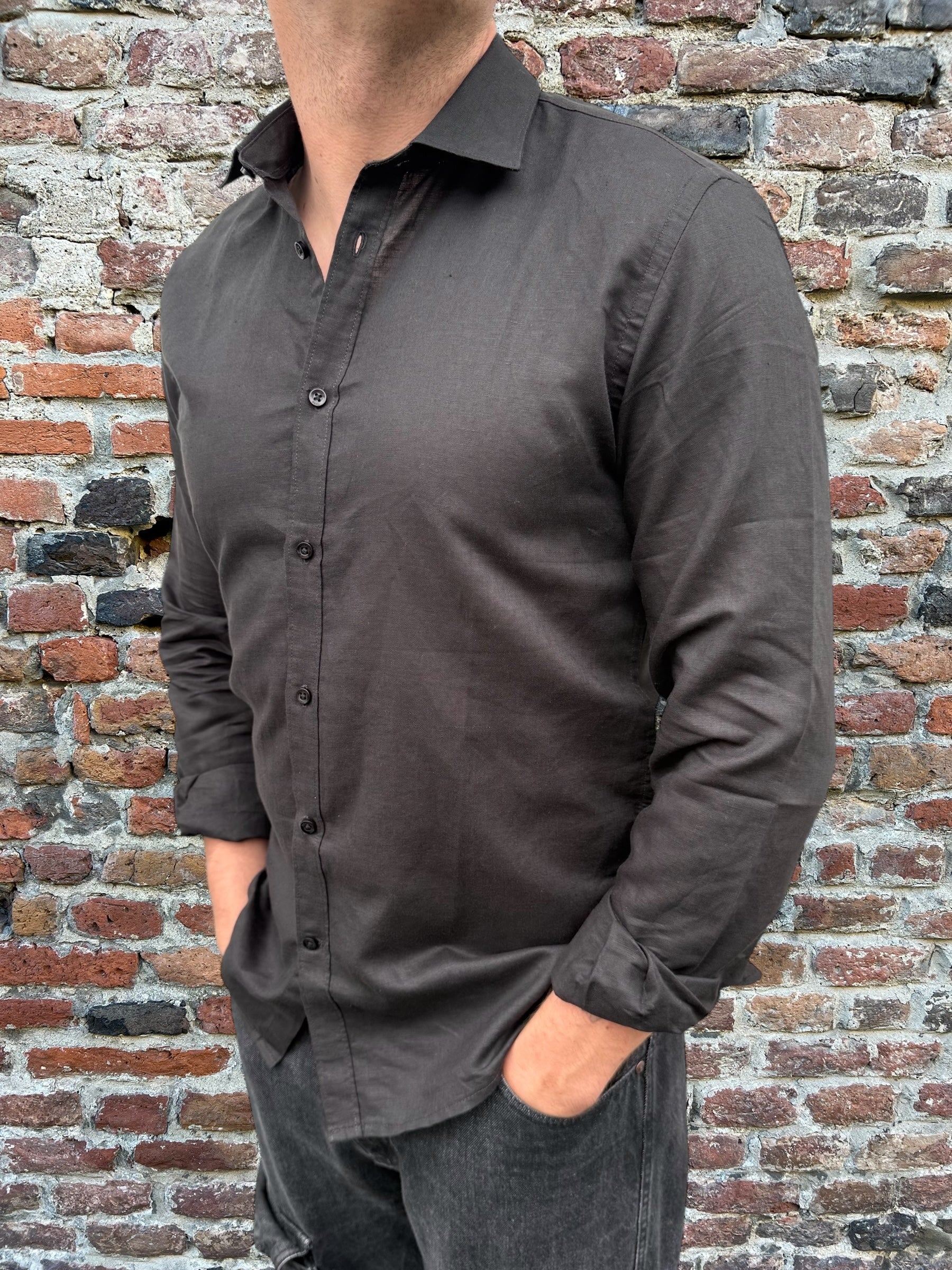 Camicia Over-d Lino Nera C27 (12064315736404)