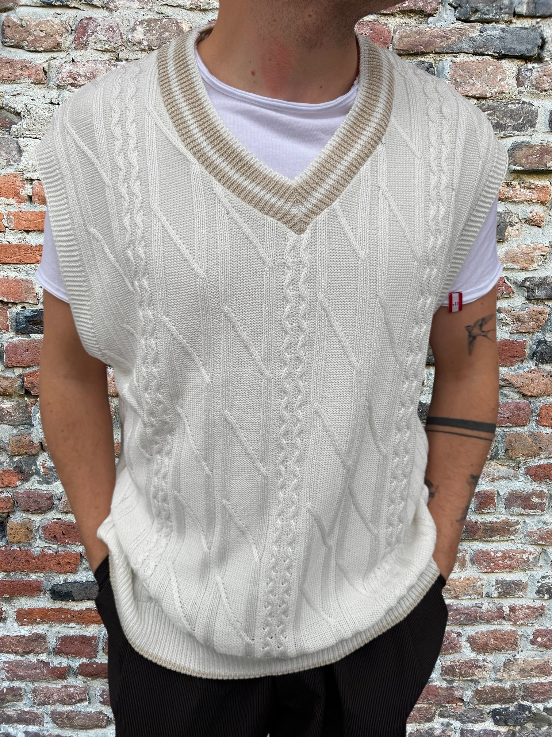 Gilet Maglia Njb Trecce Panna 8216 (11955909656916)