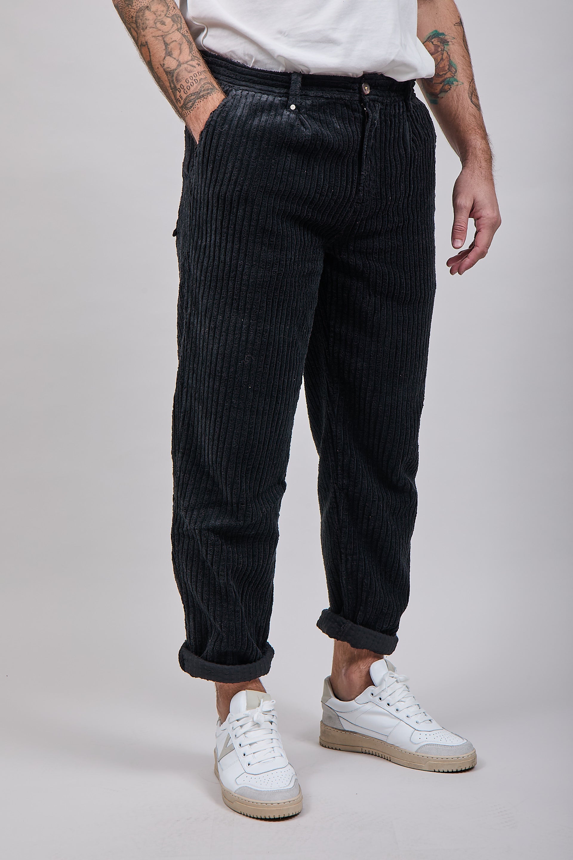 Pantalone Block Eleven Velluto Canvas Nero