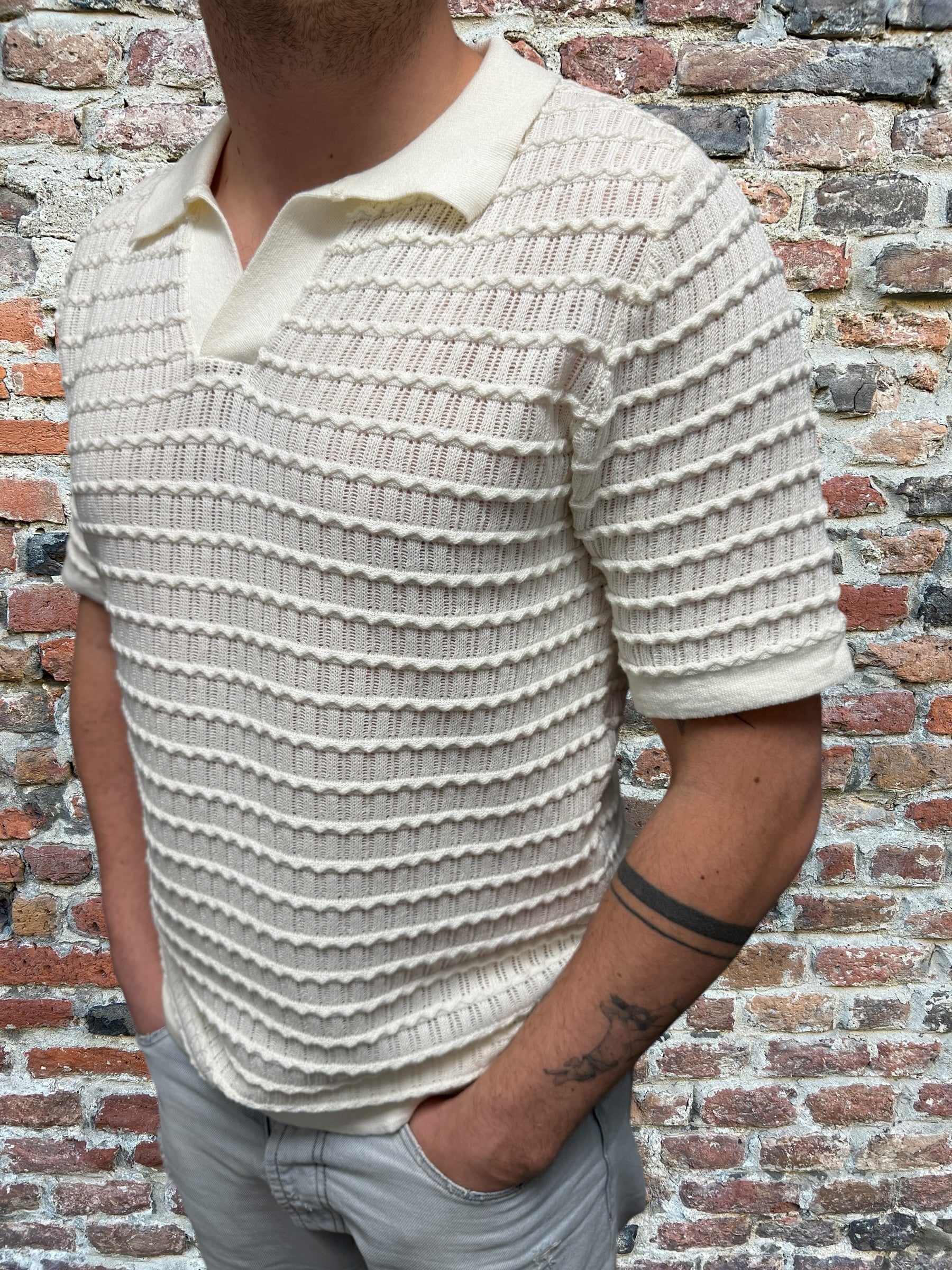 Polo Imperial Trapuntata Scollo V Panna (11937534476628)