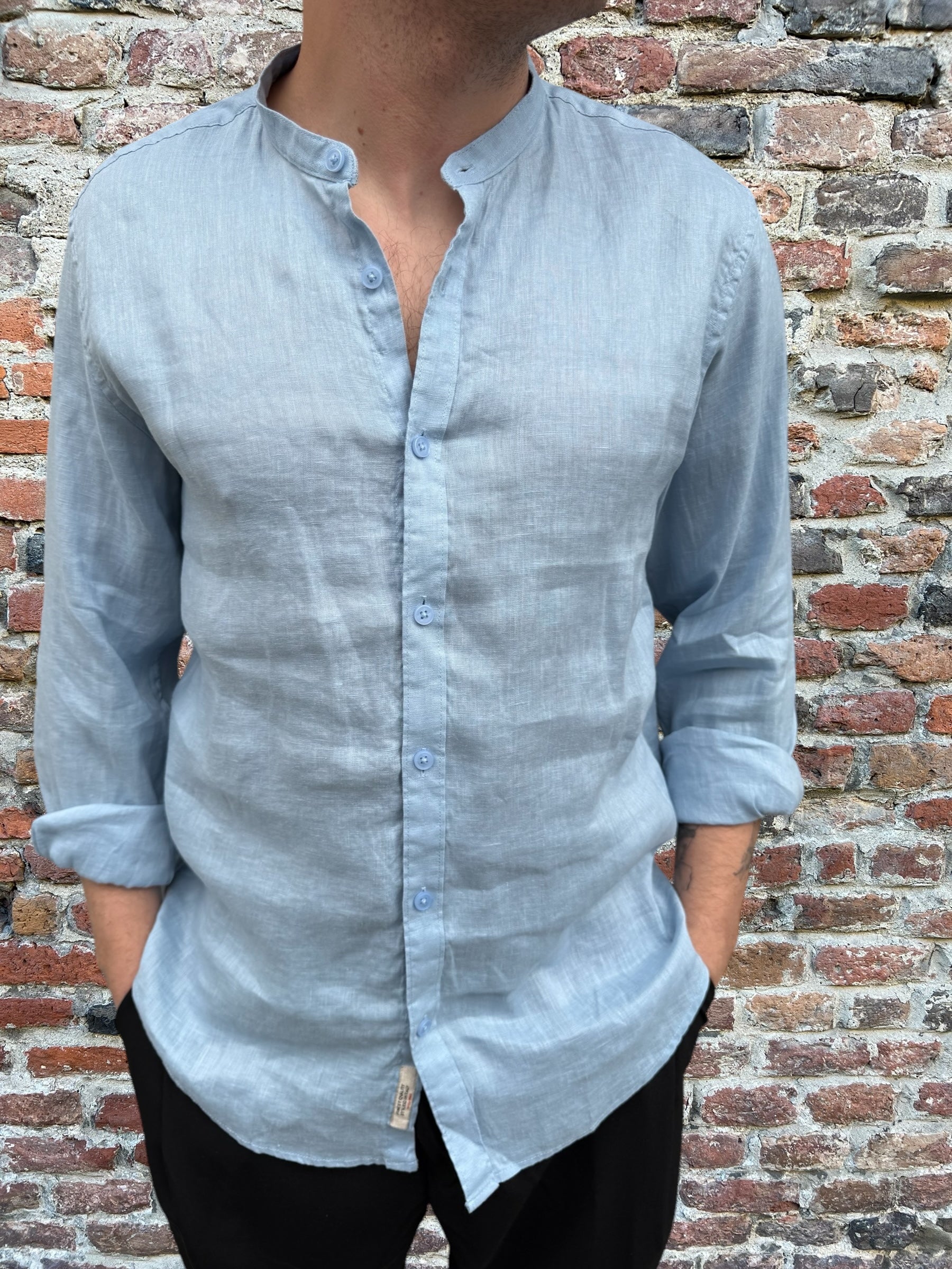 Camicia Gianni Lupo Lino Coreana Cielo 7620 (11945565552980)
