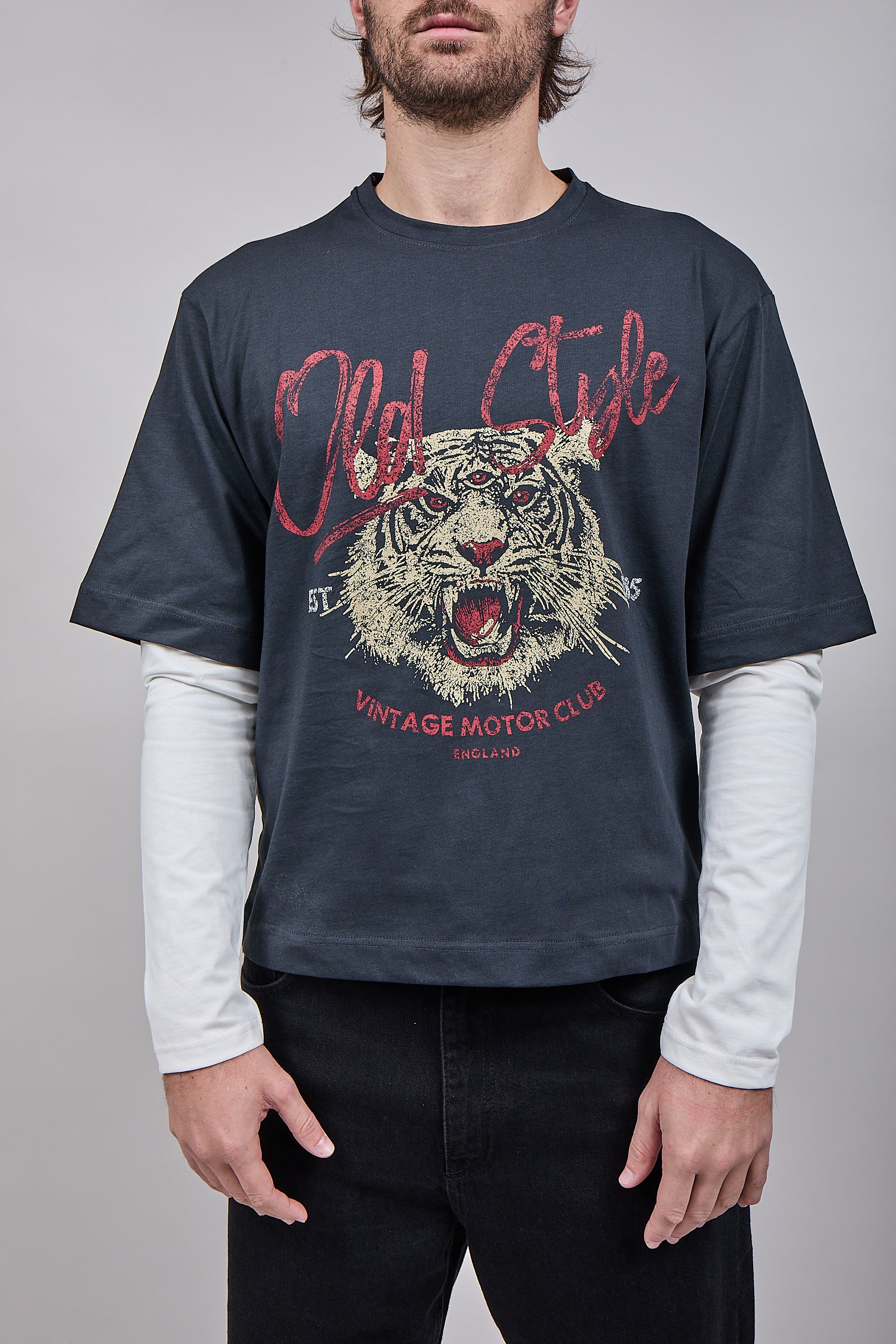 T-shirt Doppiamanica Berna Tigre Piombo