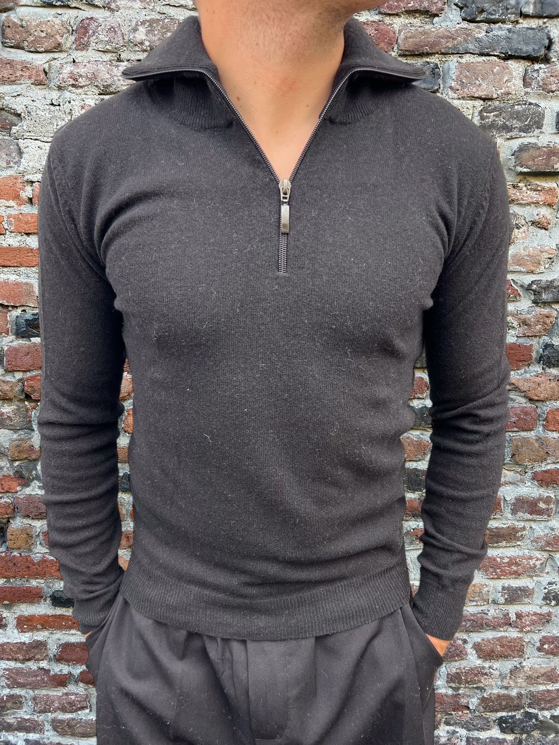 Pull Berna Collo Alto Zip Nero (9842826281300)