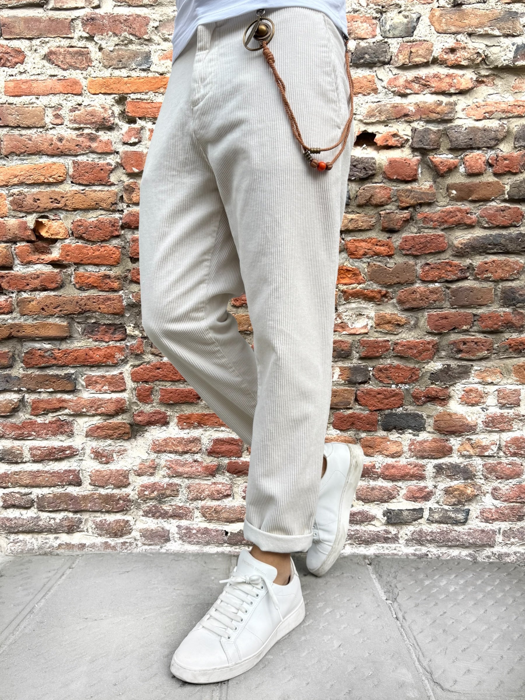 Pantalone Over-D Velluto Tapered Panna P57 (12267067834708)