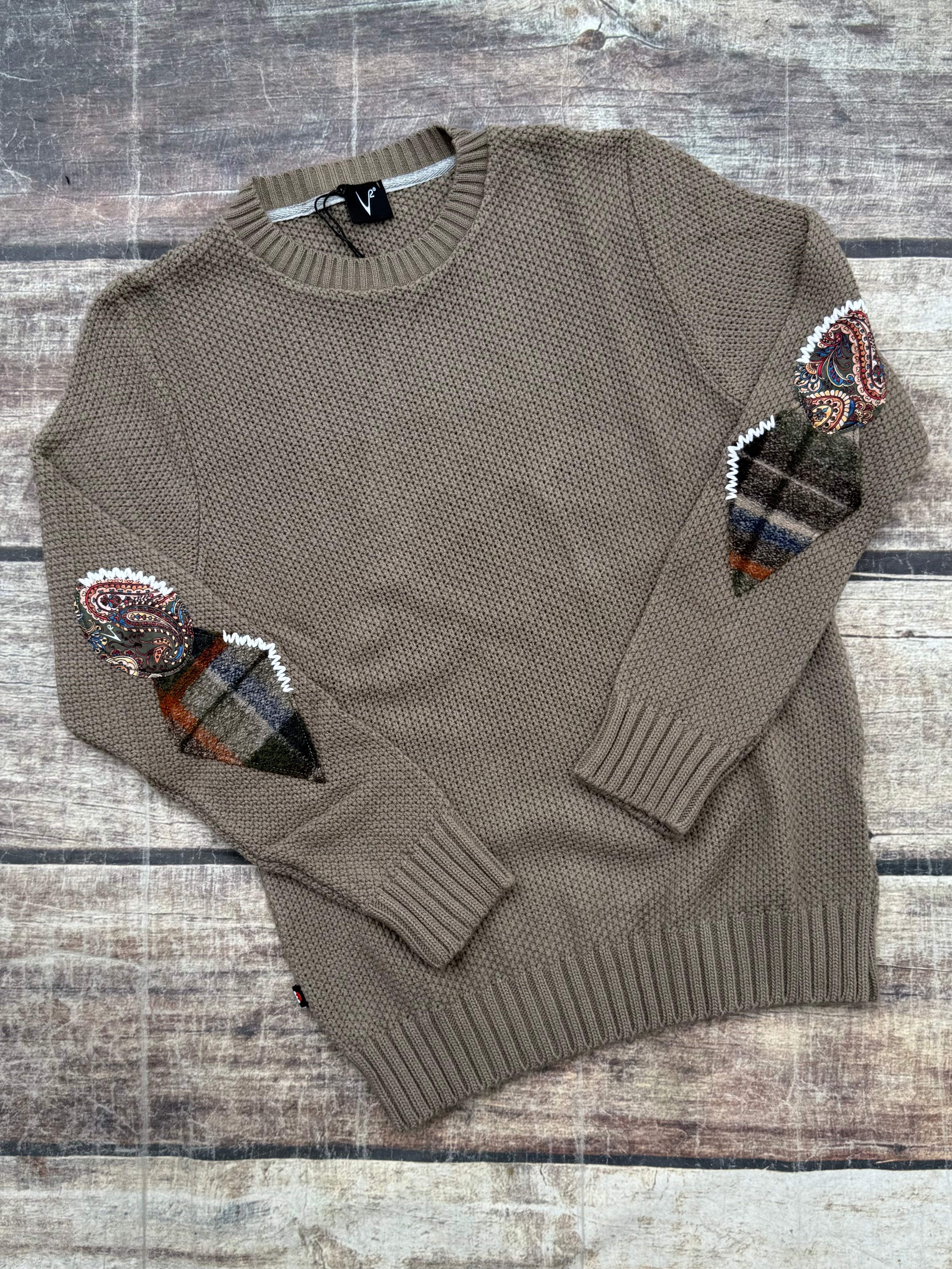 Maglione V2 Punto Riso Toppe Tortora (12255735284052)
