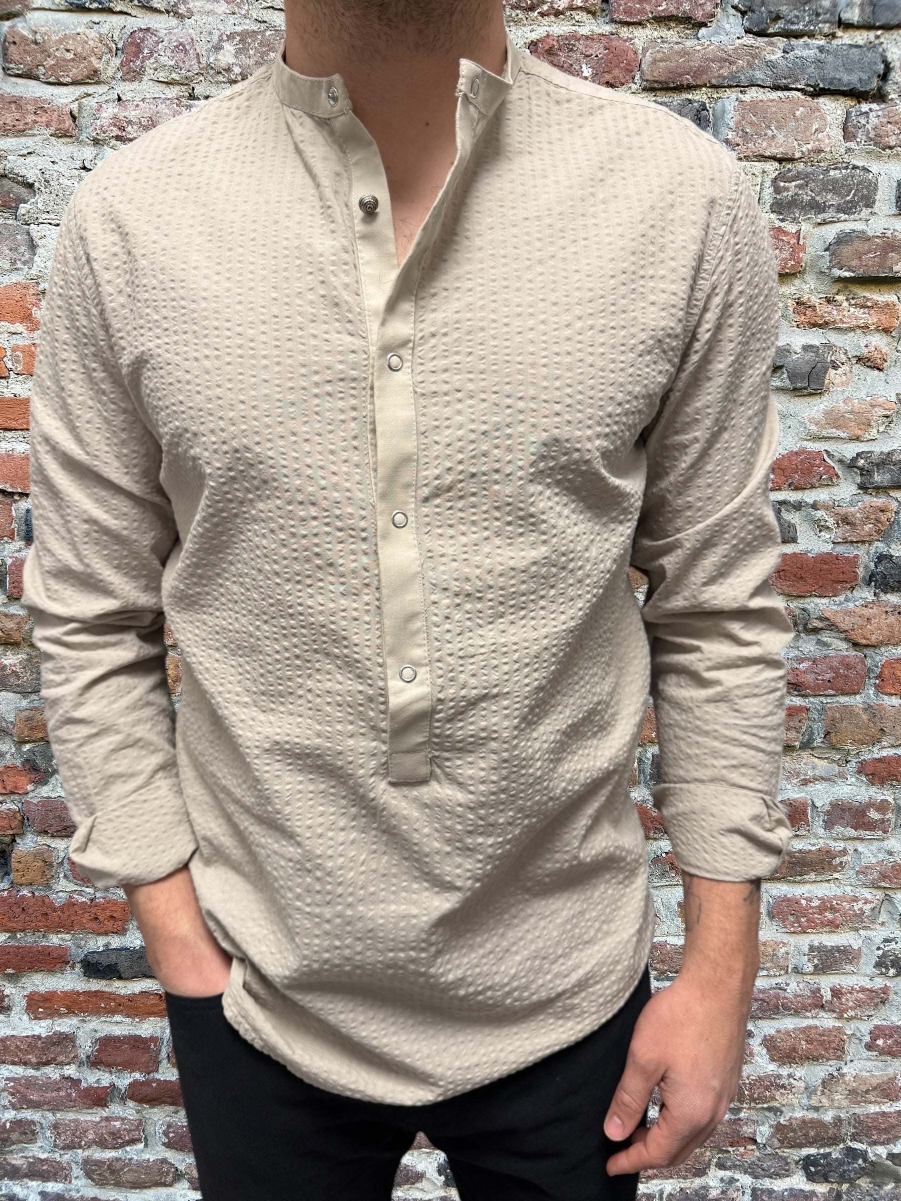 Camicia Imperial Seersucker Coreana Beige (11936684245332)
