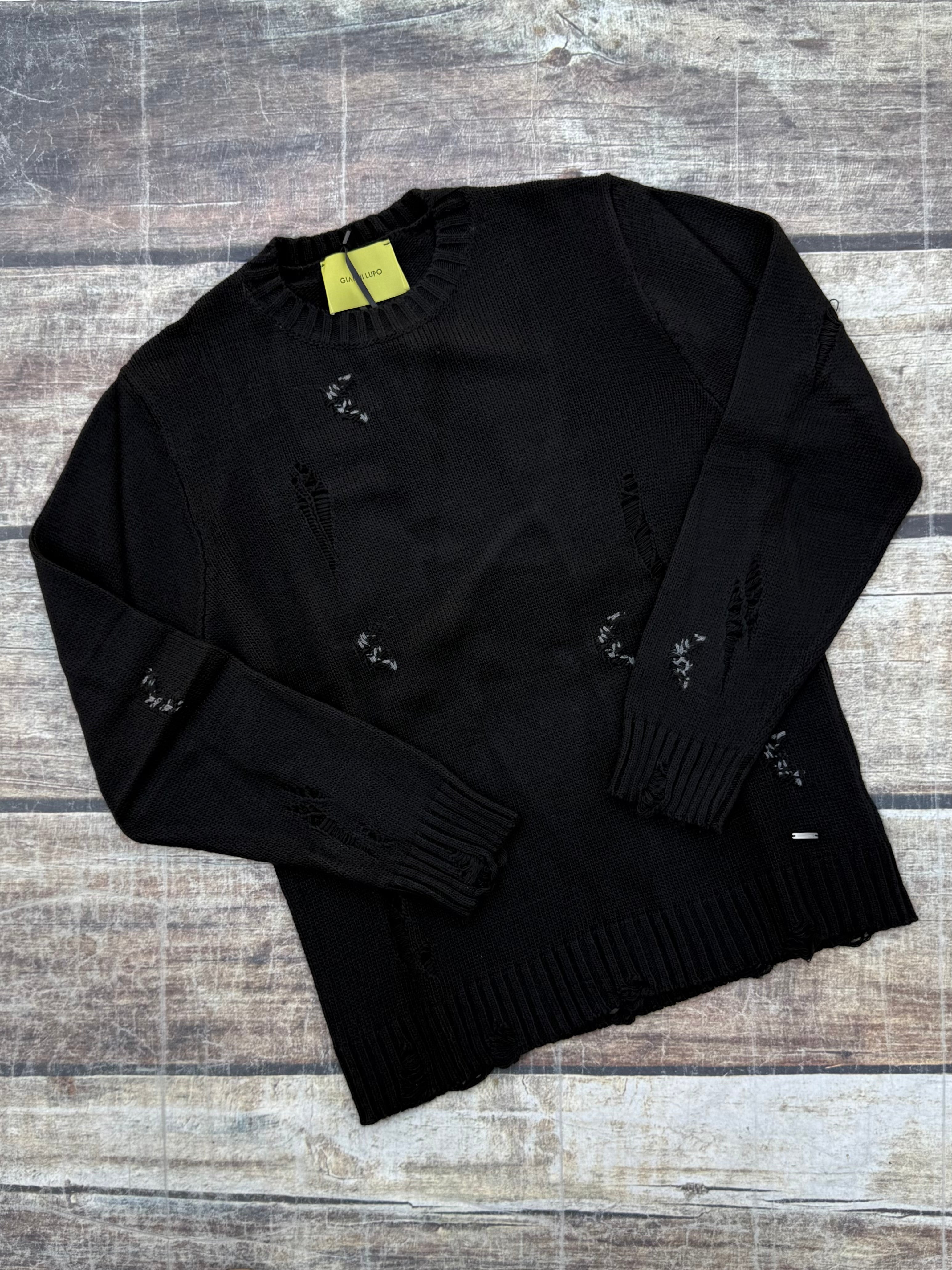 Maglione Gisìanni Lupo Strappi Nero 1010 (12234423992660)