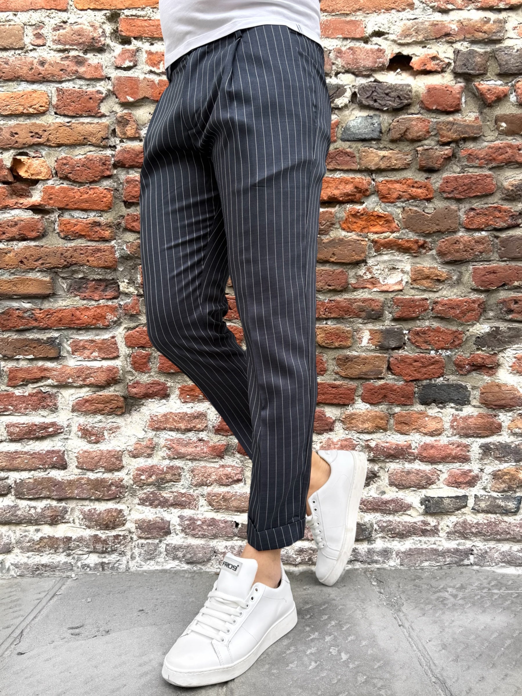Pantalone Over-D Gessato Blu P38 (11899234648404)