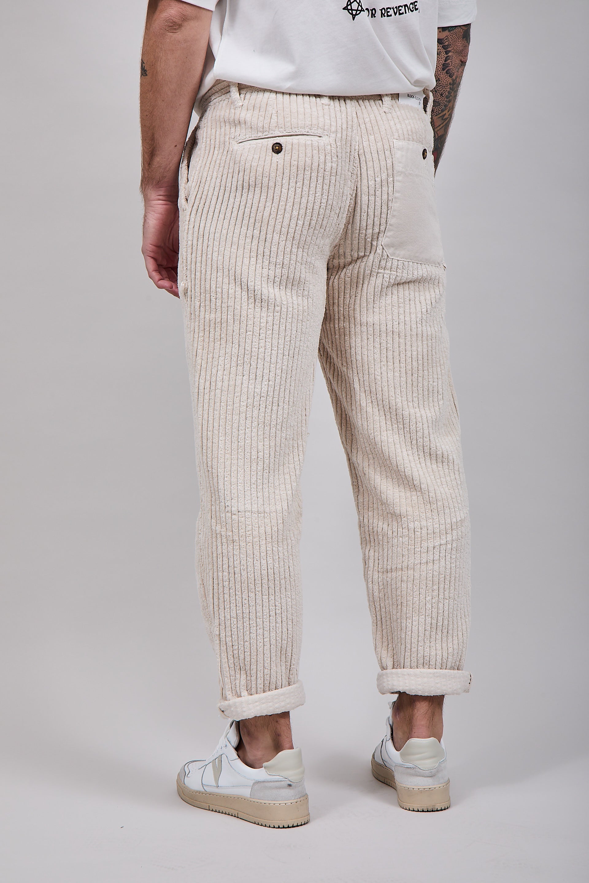 Pantalone Block Eleven Velluto Canvas Panna