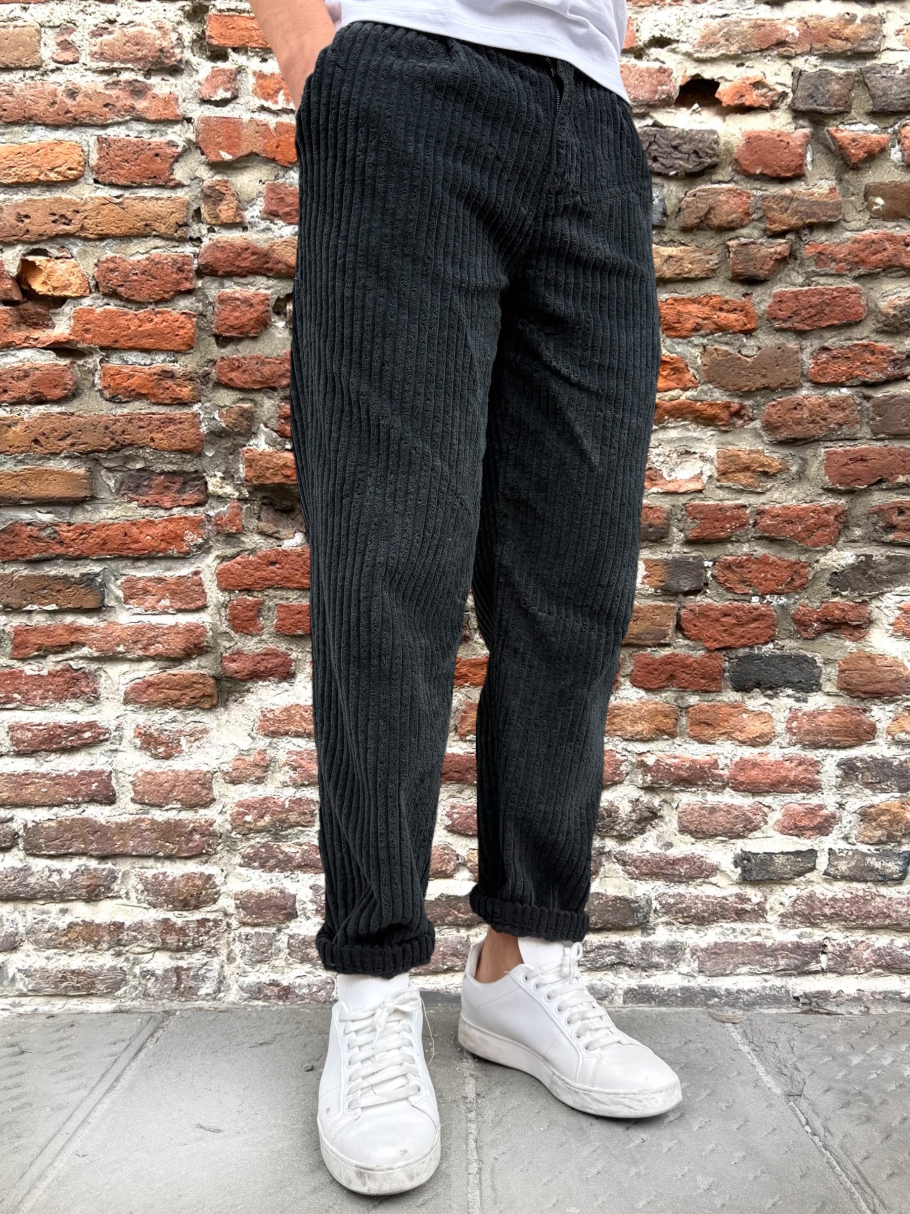 Pantalone Block Eleven Velluto Canvas Nero (12242337169748)