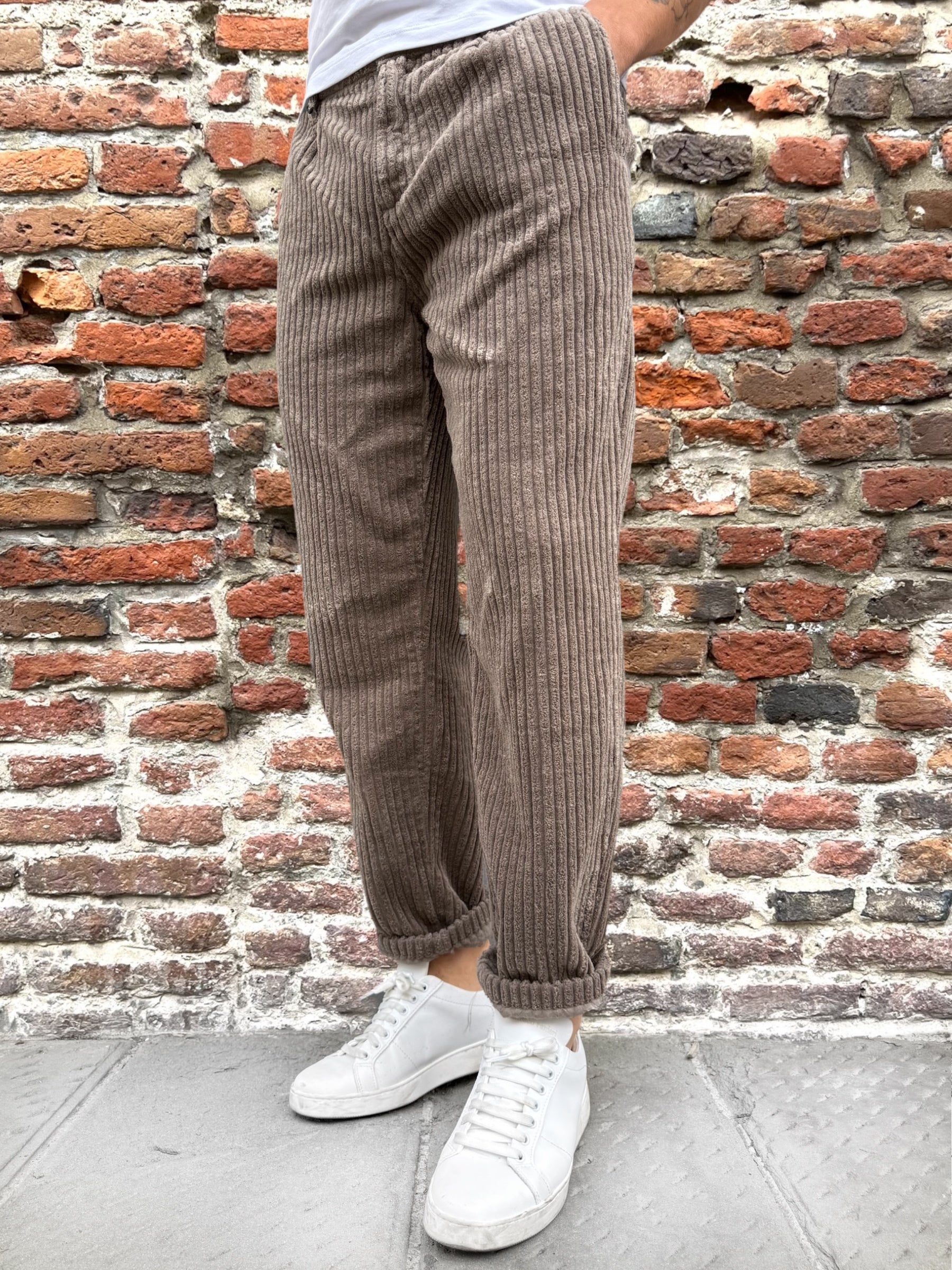 Pantalone Block Eleven Velluto Canvas Tortora (12242336055636)
