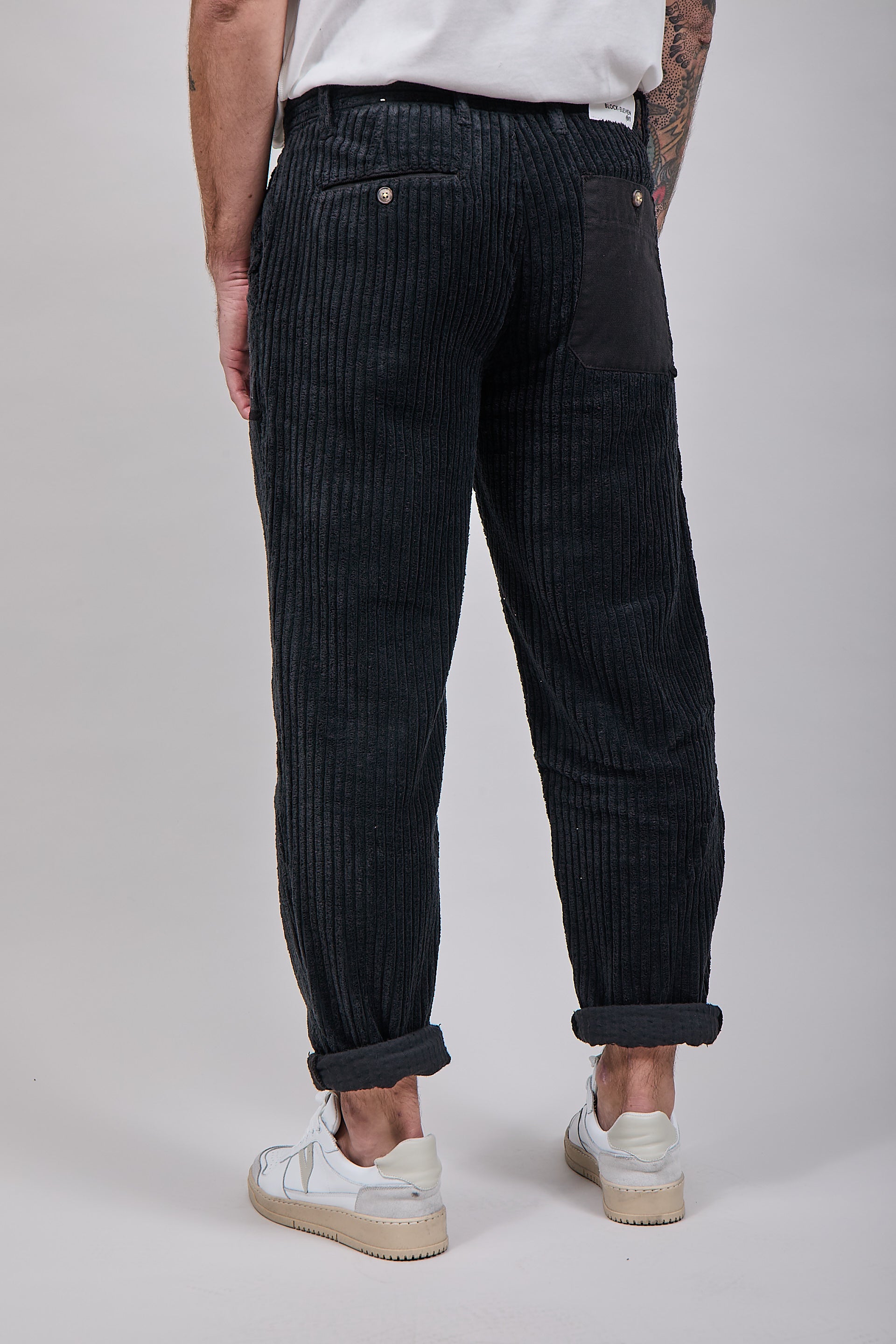 Pantalone Block Eleven Velluto Canvas Nero
