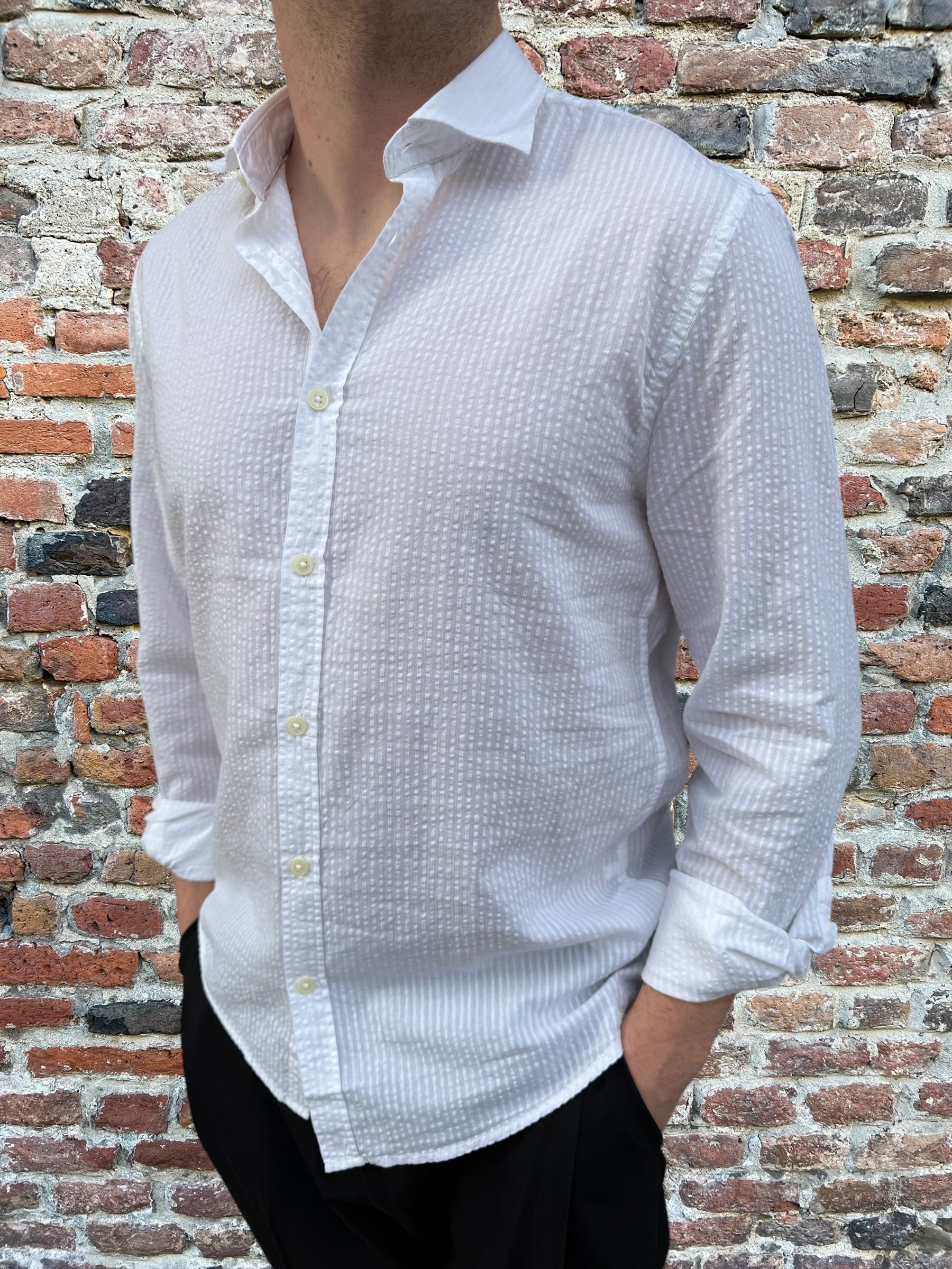 Camicia Hamaki-Ho Colletto Seersucker Bianca 1269 (11893573681492)