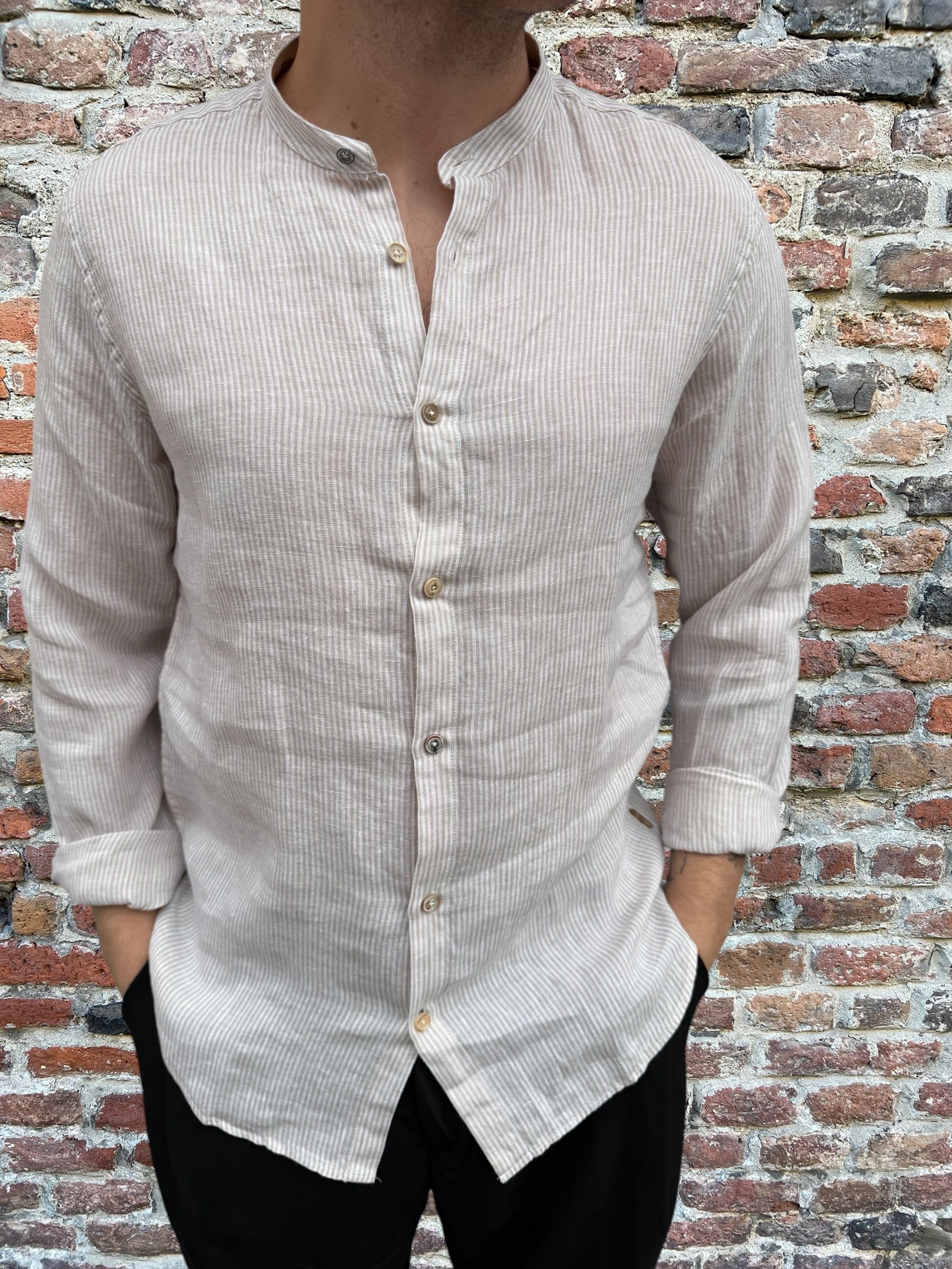 Camicia Gianni Lupo Lino Beige 7010 (11958618653012)
