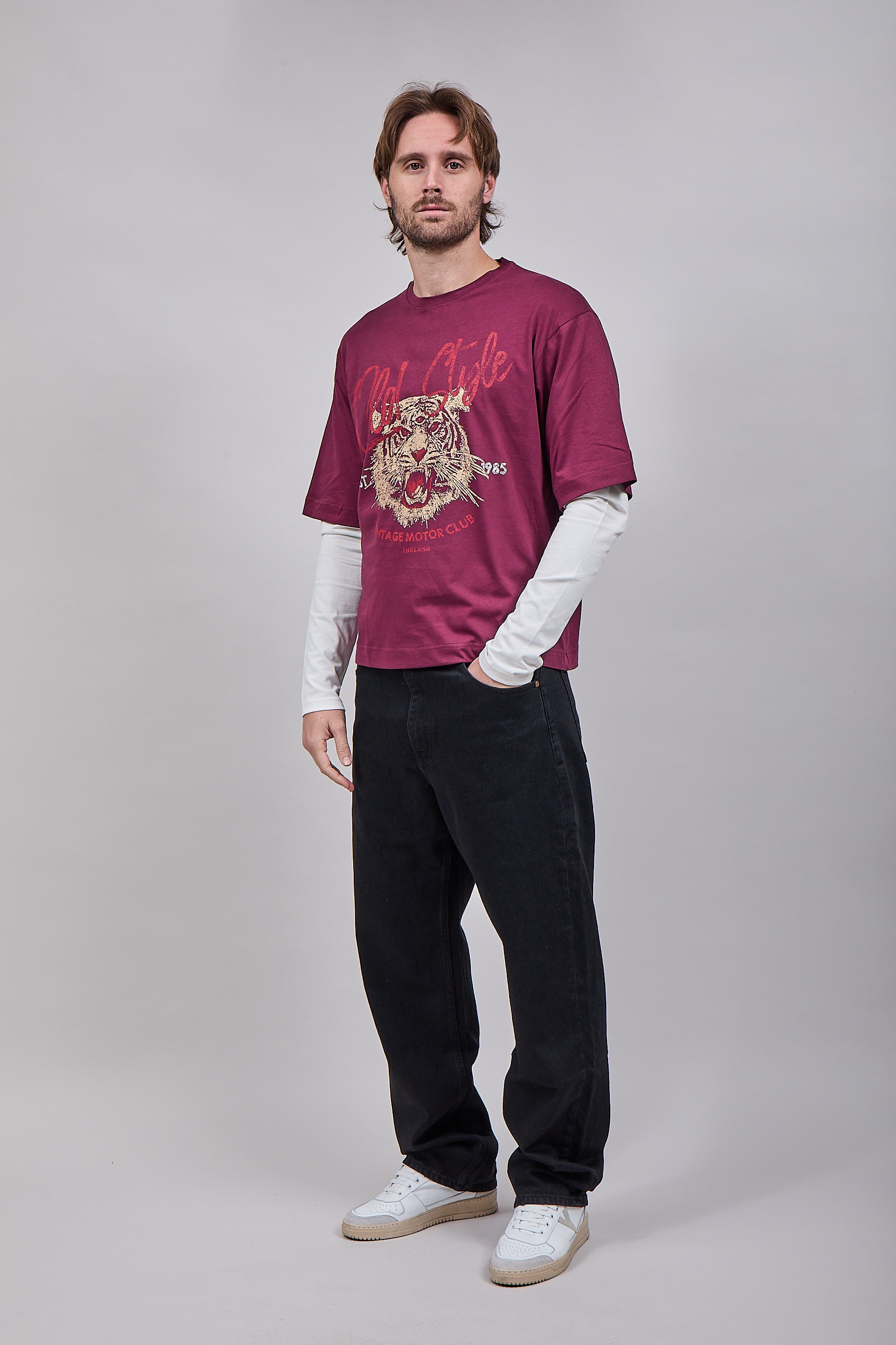 T-shirt Doppiamanica Berna Tigre Bordeaux
