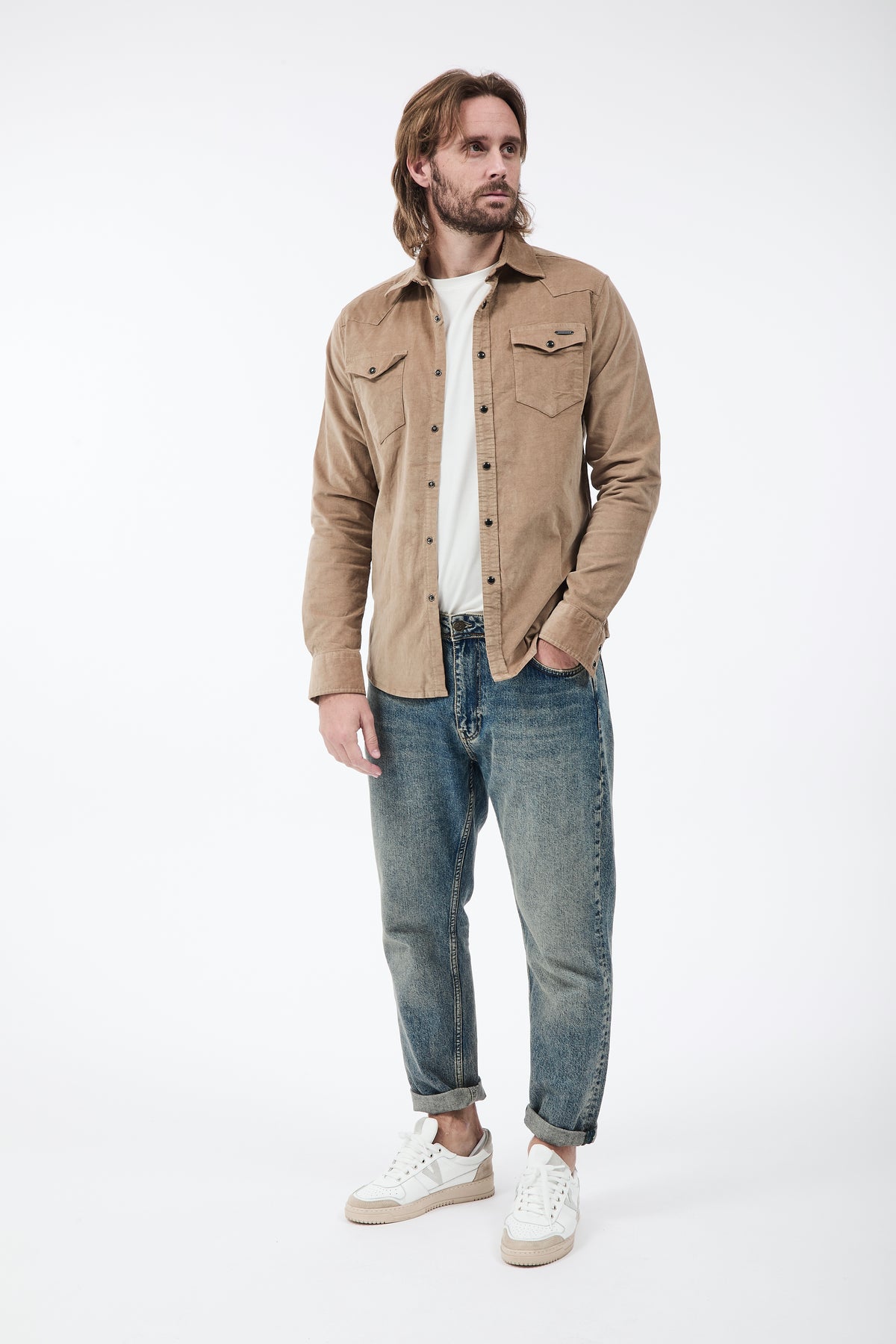 Camicia Gianni Lupo Velluto Cammello 7800
