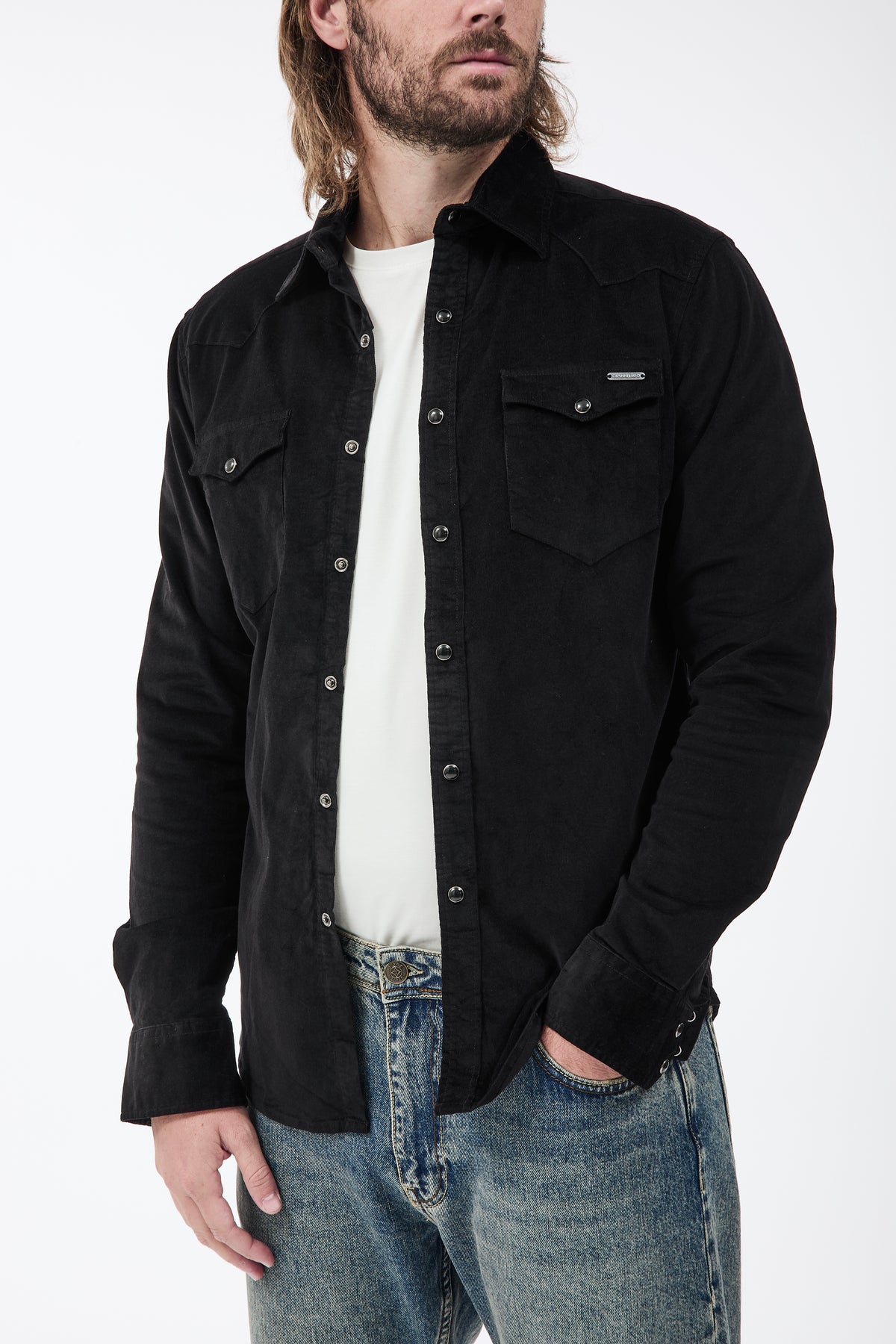 Camicia Gianni Lupo Velluto Nera 7800