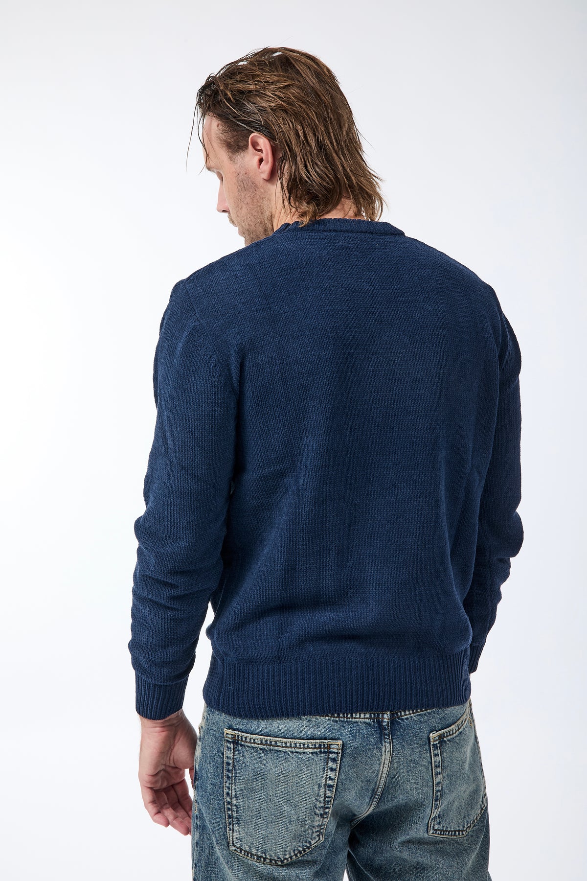 Maglione Gianni Lupo Ciniglia Navy 535