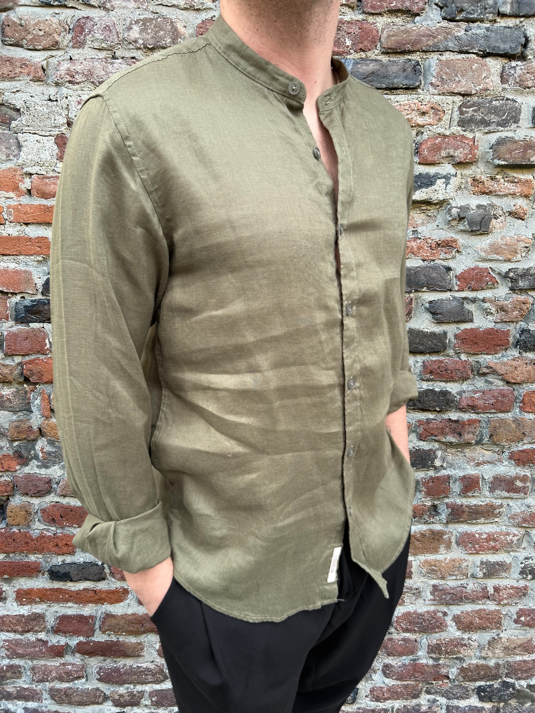 Camicia Gianni Lupo Lino Coreana Militare 7620 (11945565290836)