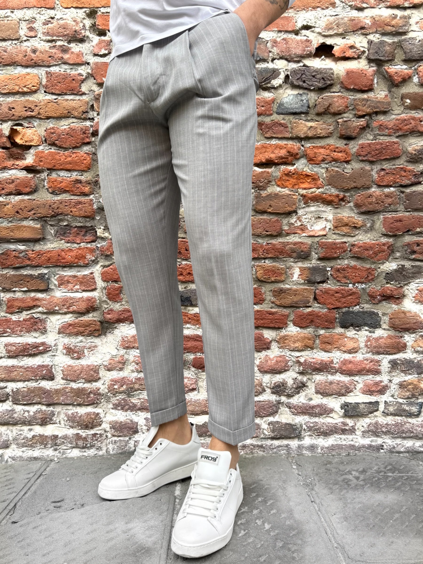 Pantalone Over-D Gessato Grigio P38 (11899235041620)