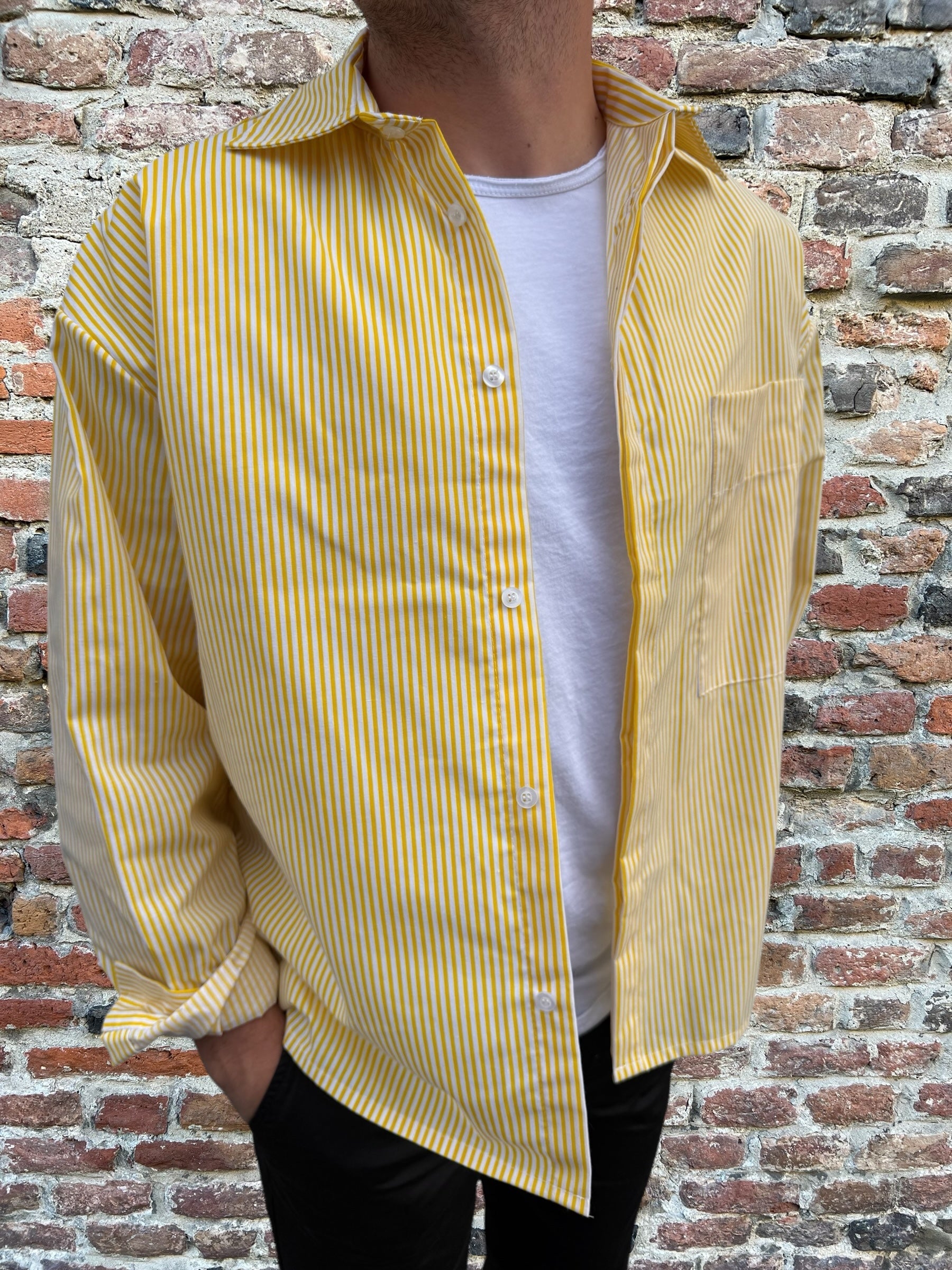 Camicia Njb Cropped Rigata Gialla (11986312560980)