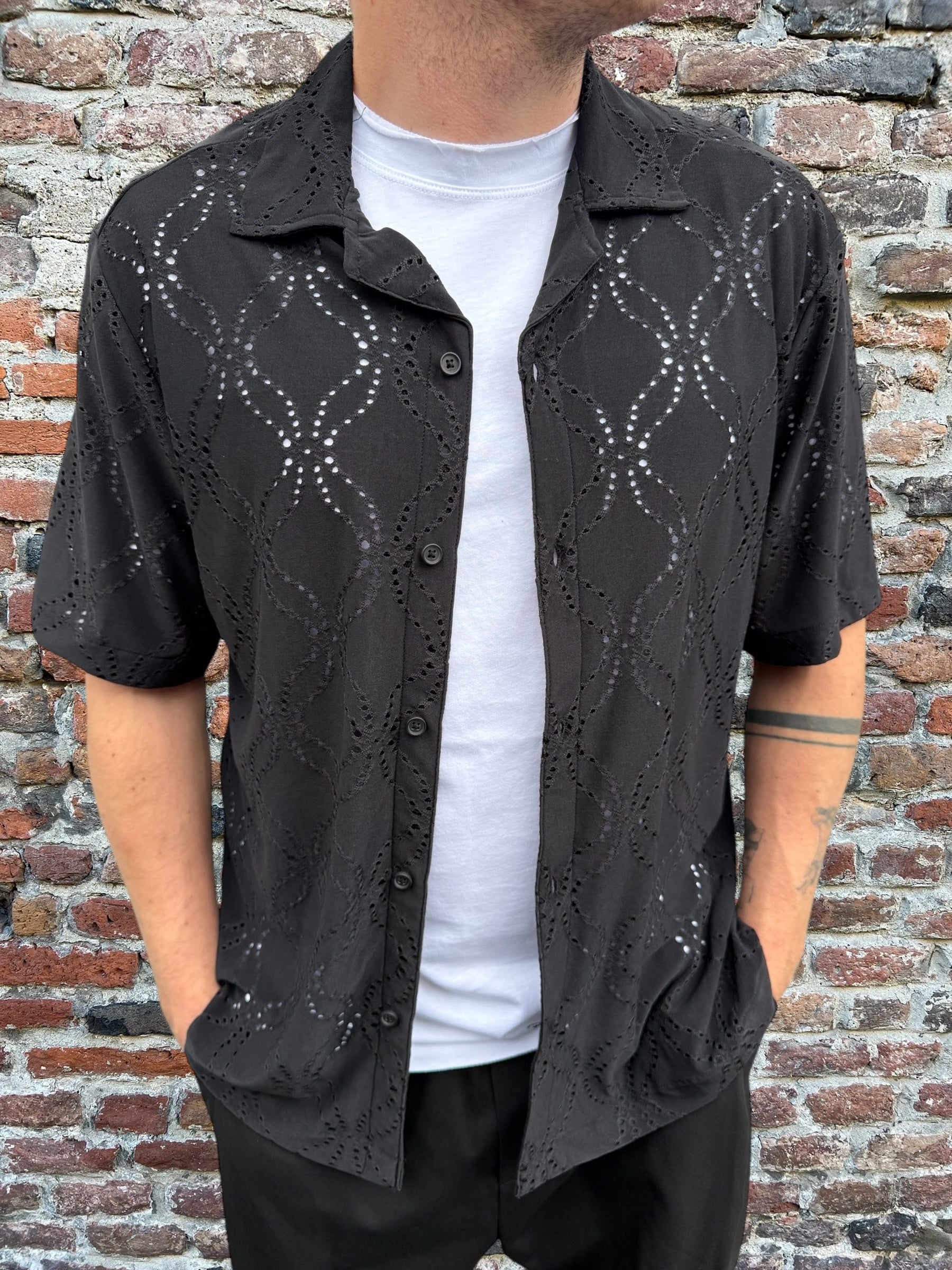 Camicia Over-D Bowling Nera C34 (12020829978964)