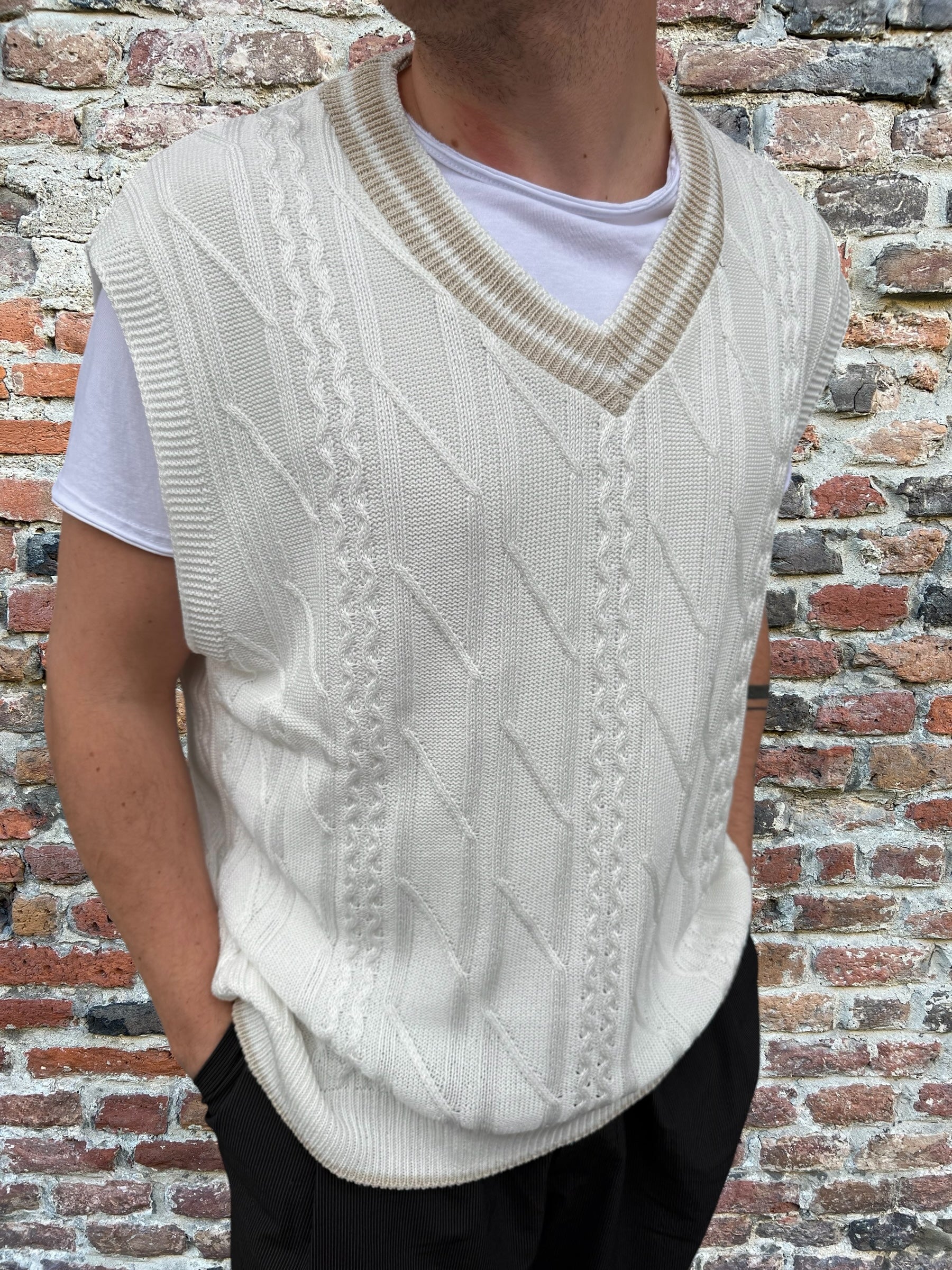 Gilet Maglia Njb Trecce Panna 8216 (11955909656916)