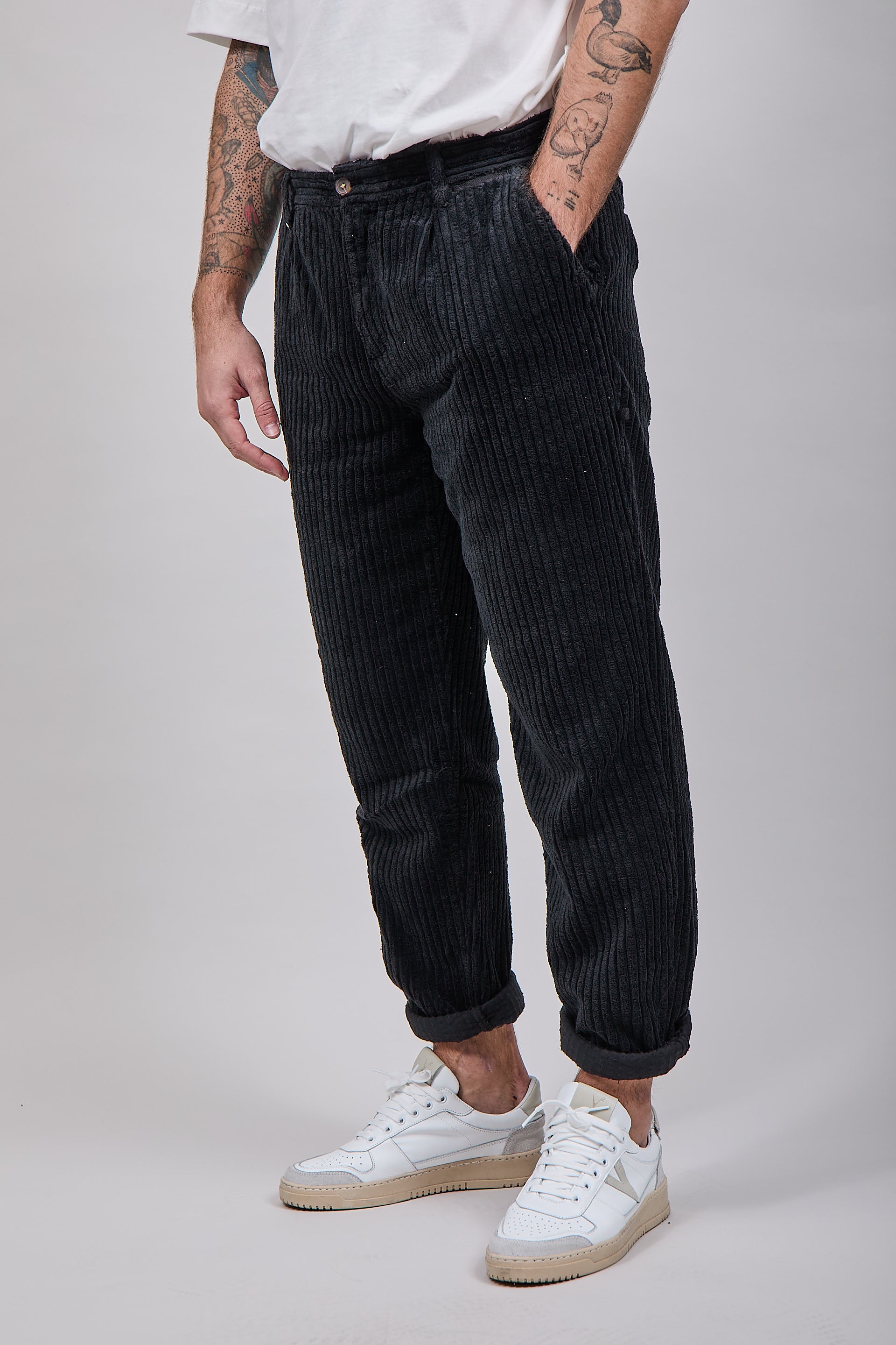 Pantalone Block Eleven Velluto Canvas Nero