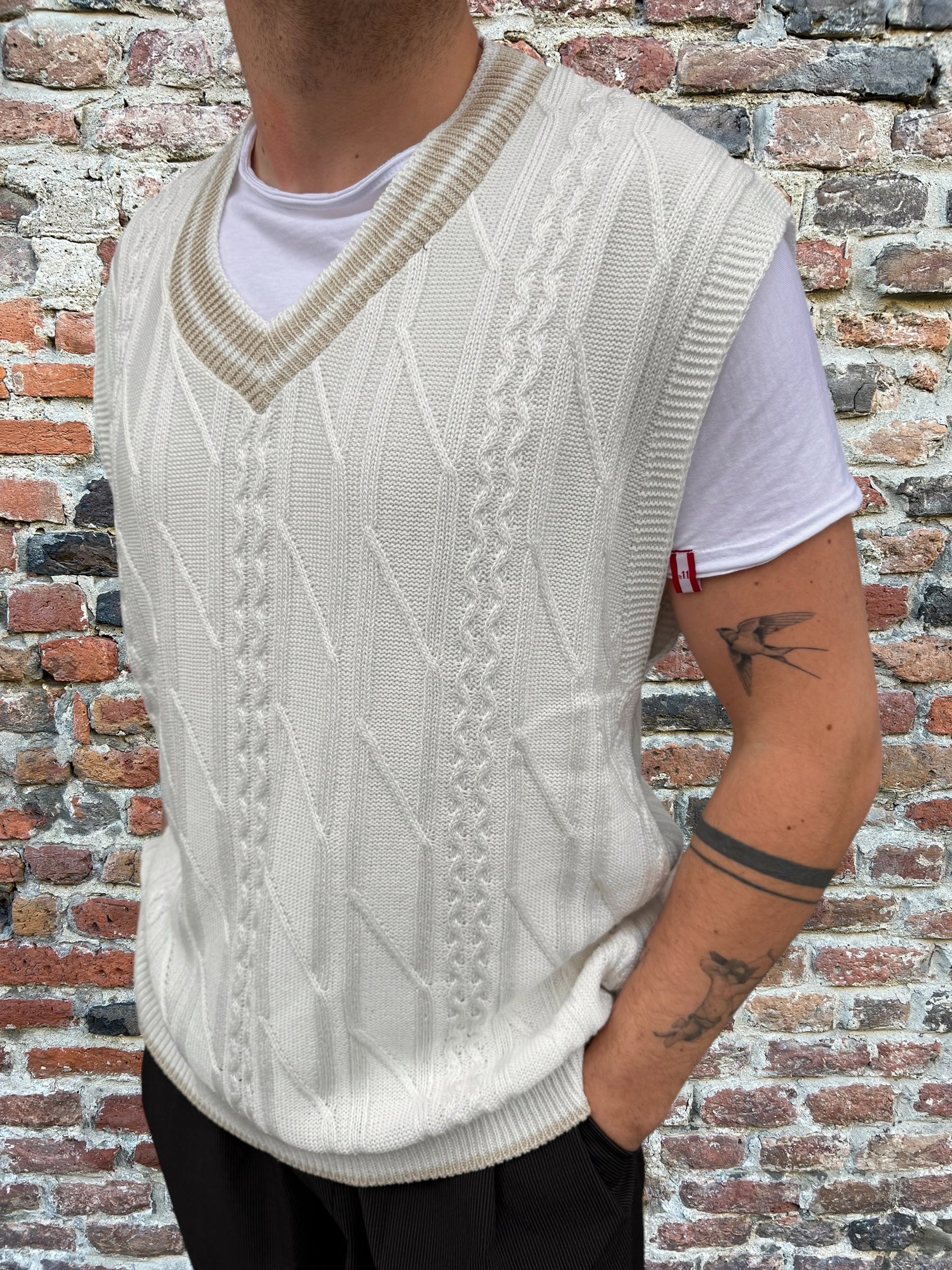 Gilet Maglia Njb Trecce Panna 8216 (11955909656916)
